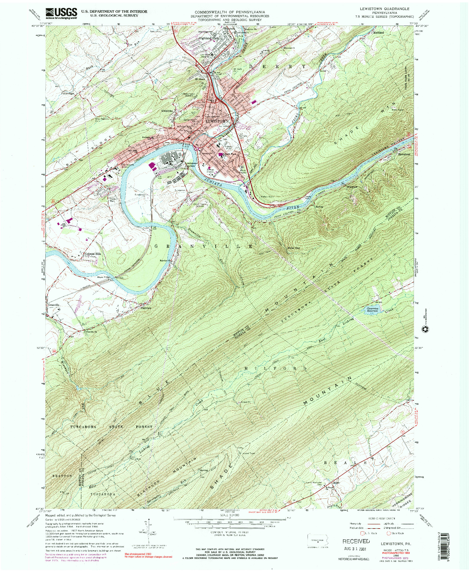 USGS 1:24000-SCALE QUADRANGLE FOR LEWISTOWN, PA 1966