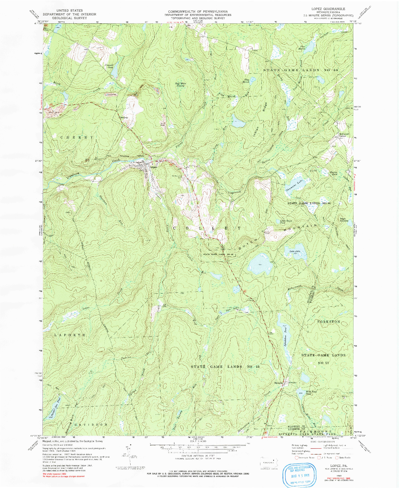 USGS 1:24000-SCALE QUADRANGLE FOR LOPEZ, PA 1969