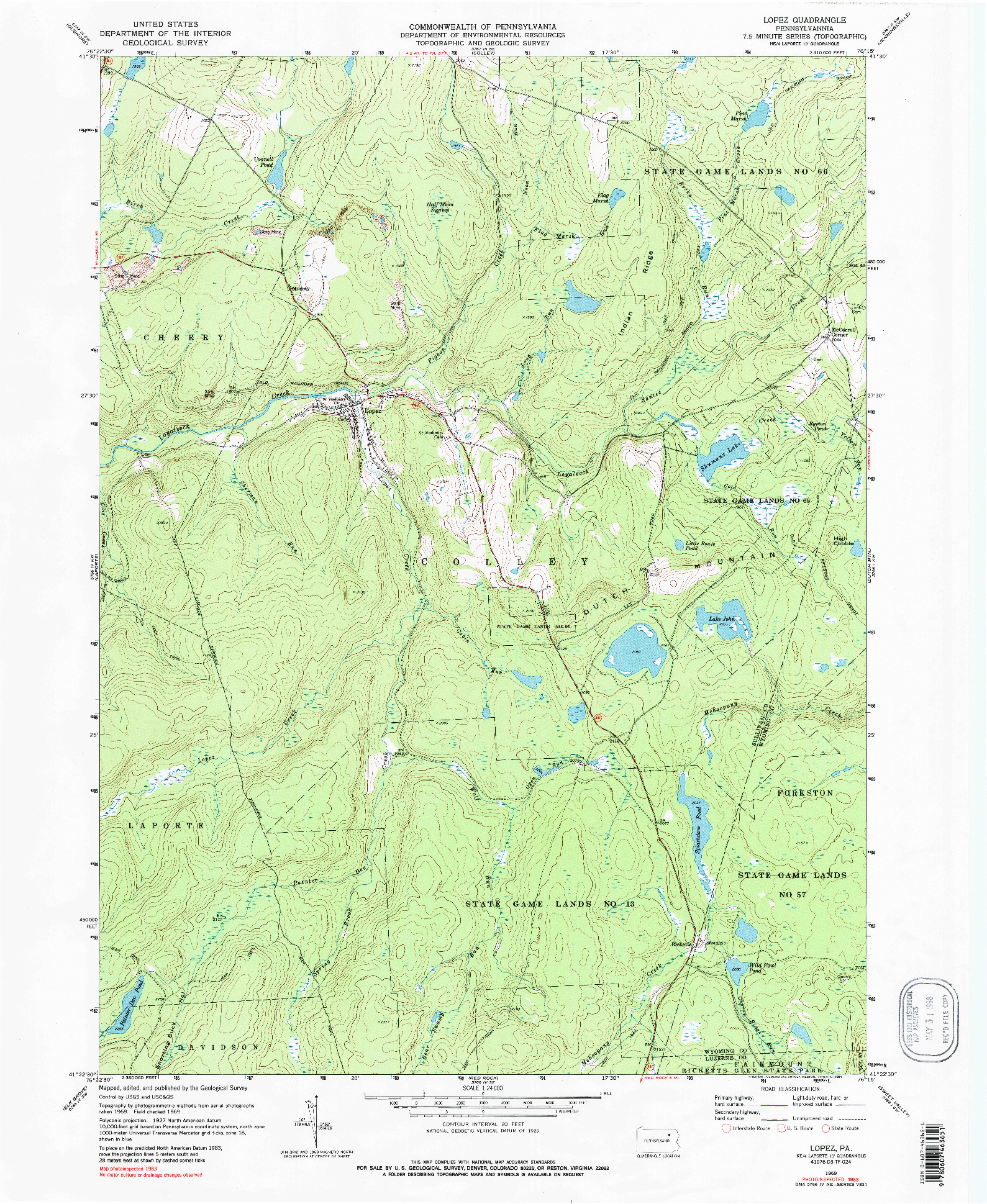 USGS 1:24000-SCALE QUADRANGLE FOR LOPEZ, PA 1969