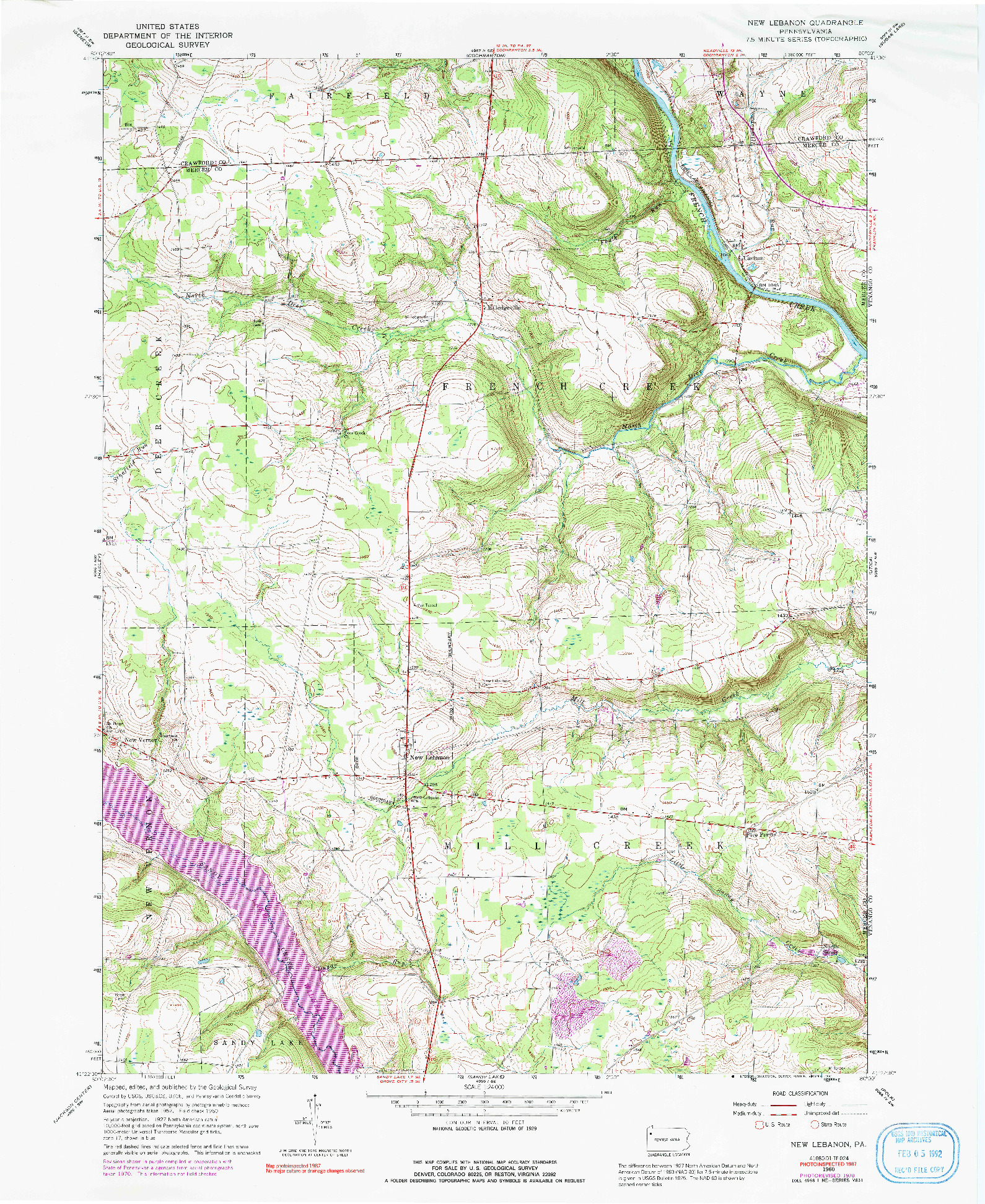 USGS 1:24000-SCALE QUADRANGLE FOR NEW LEBANON, PA 1960