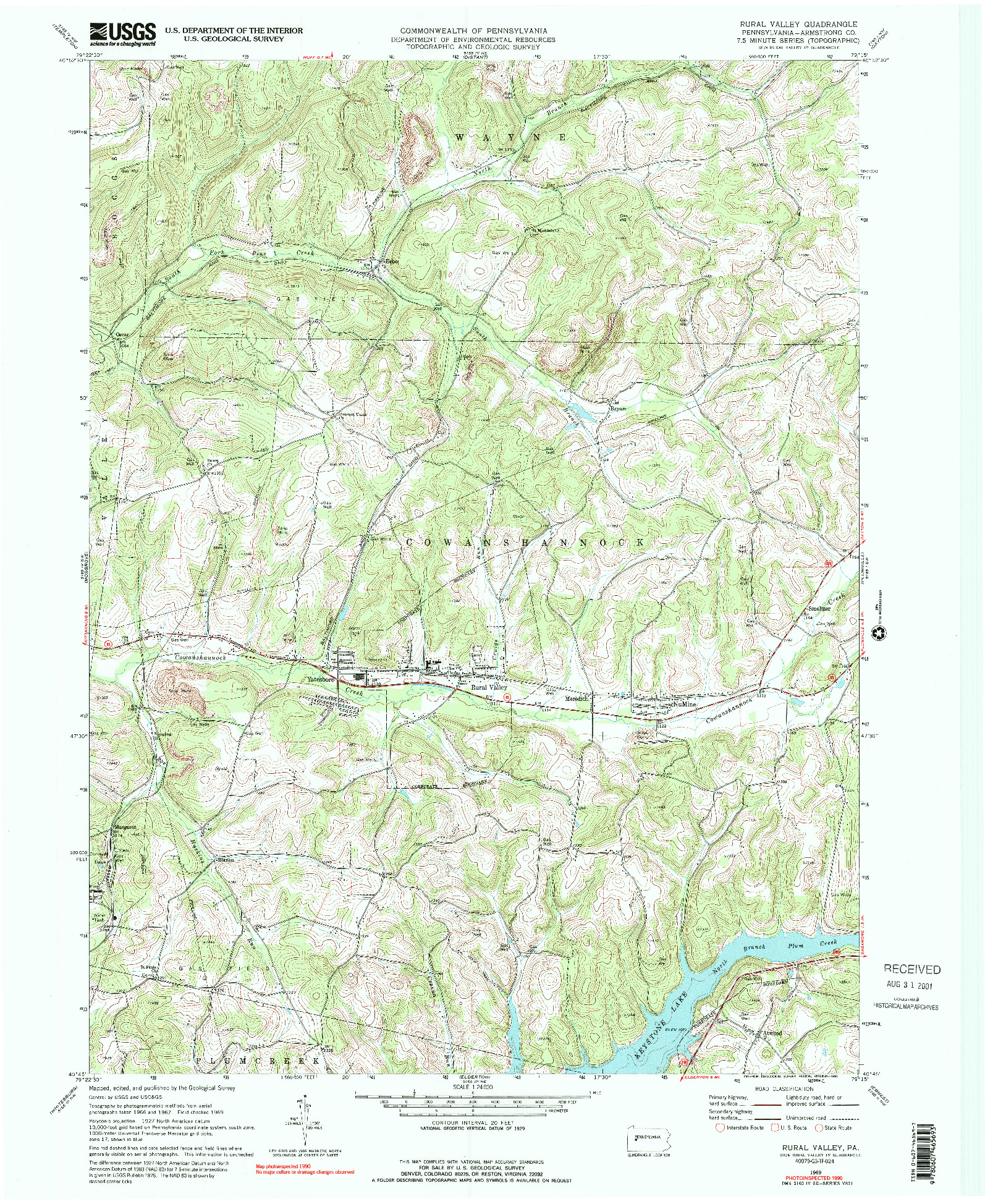 USGS 1:24000-SCALE QUADRANGLE FOR RURAL VALLEY, PA 1969