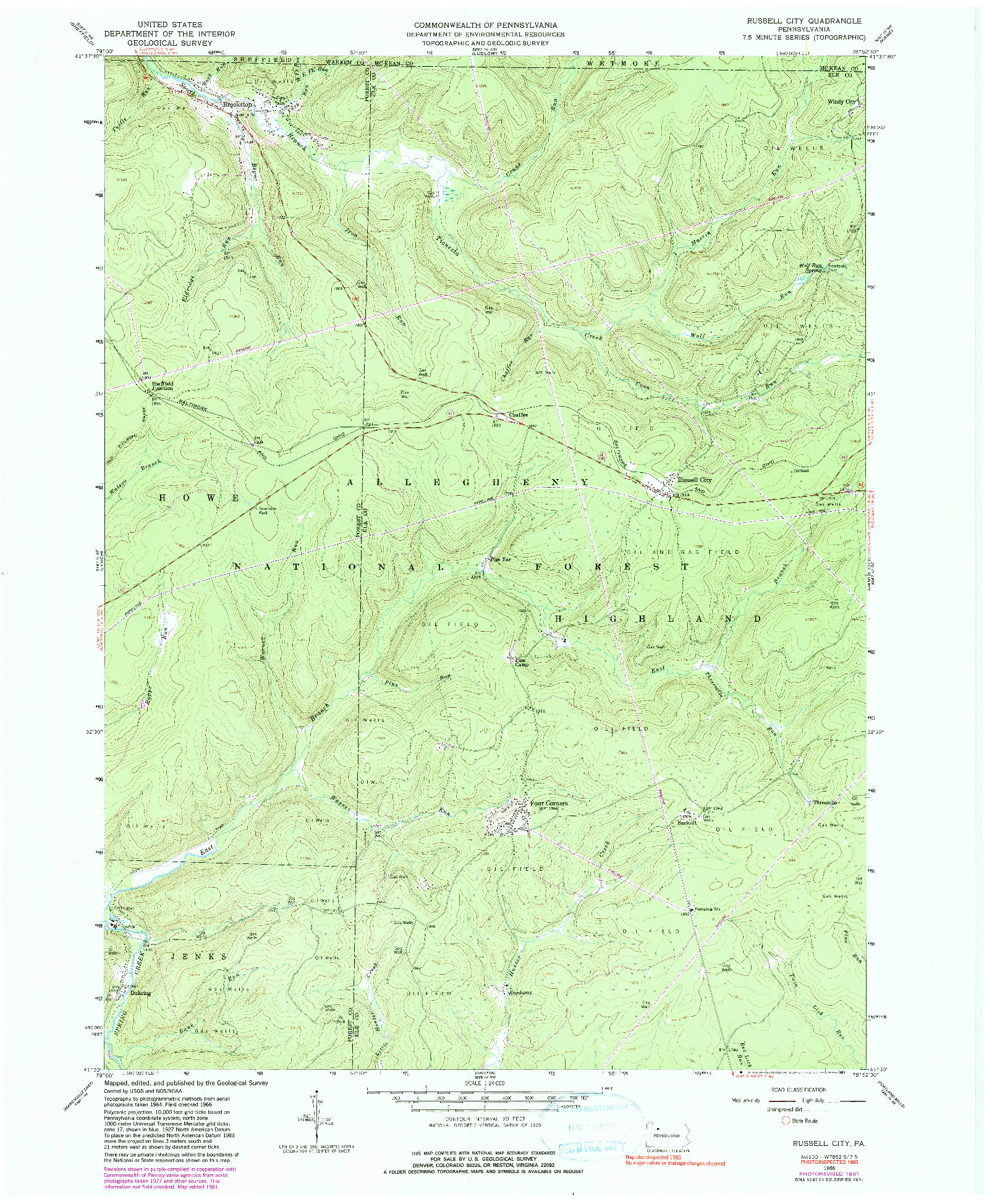 USGS 1:24000-SCALE QUADRANGLE FOR RUSSELL CITY, PA 1966