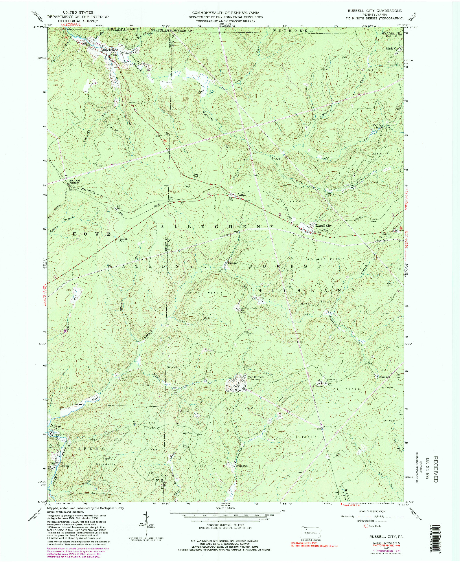 USGS 1:24000-SCALE QUADRANGLE FOR RUSSELL CITY, PA 1966