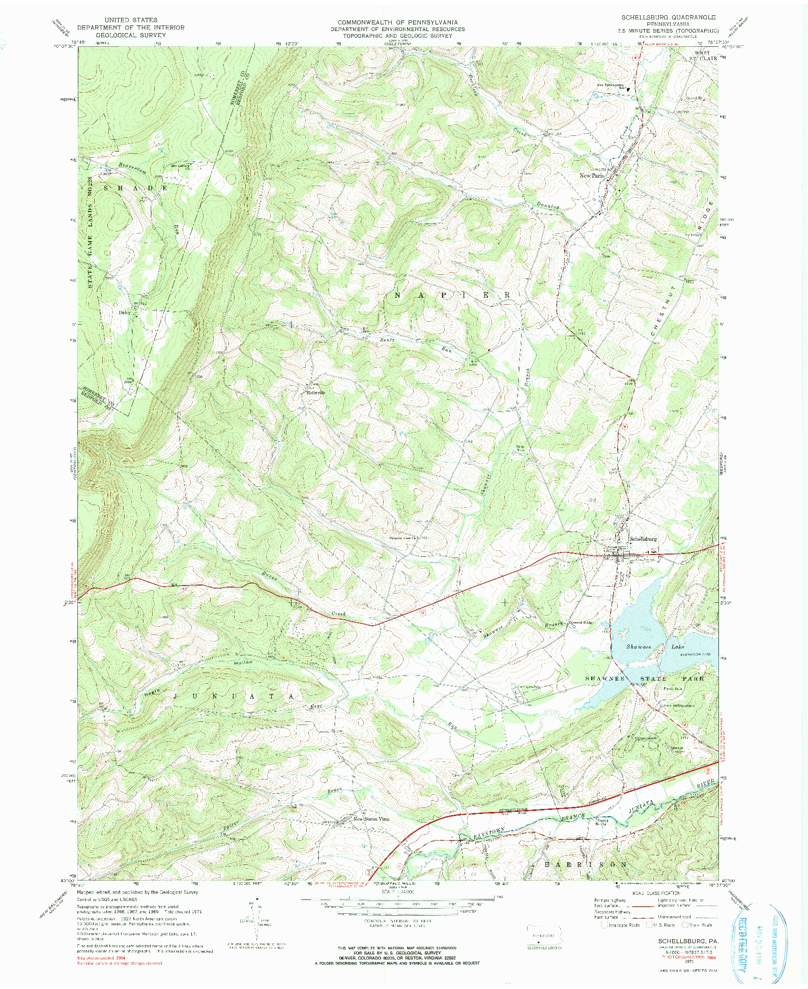 USGS 1:24000-SCALE QUADRANGLE FOR SCHELLSBURG, PA 1971