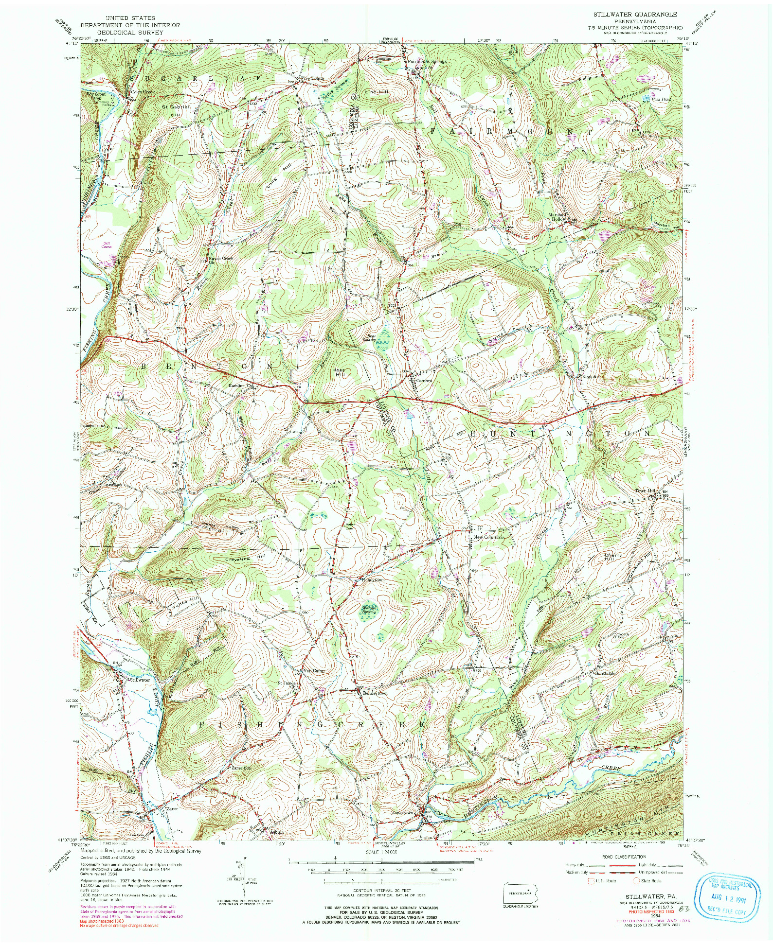 USGS 1:24000-SCALE QUADRANGLE FOR STILLWATER, PA 1954