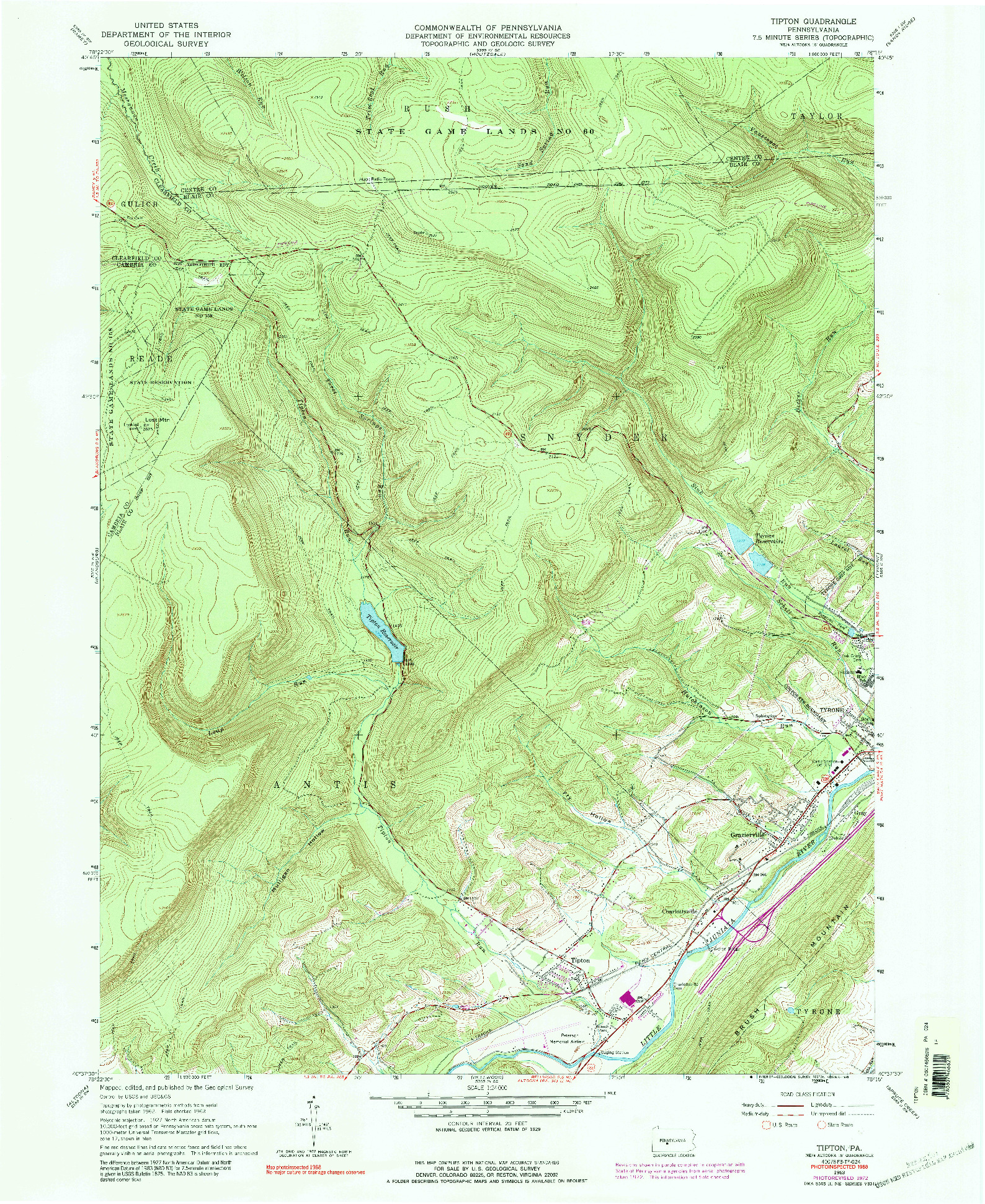 USGS 1:24000-SCALE QUADRANGLE FOR TIPTON, PA 1963