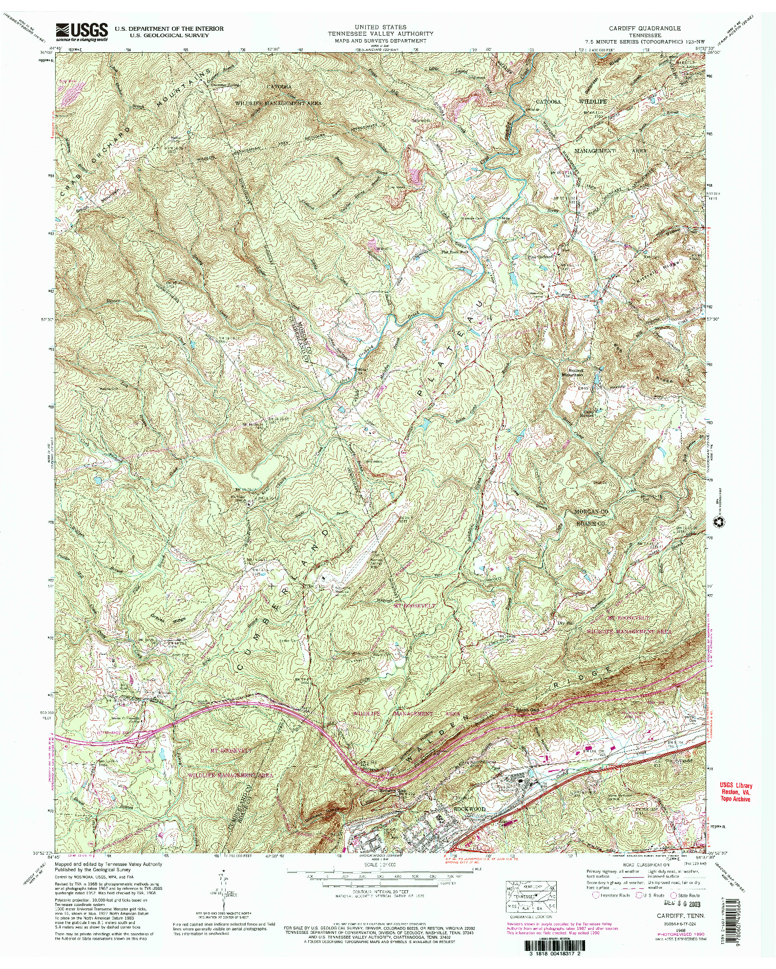USGS 1:24000-SCALE QUADRANGLE FOR CARDIFF, TN 1968