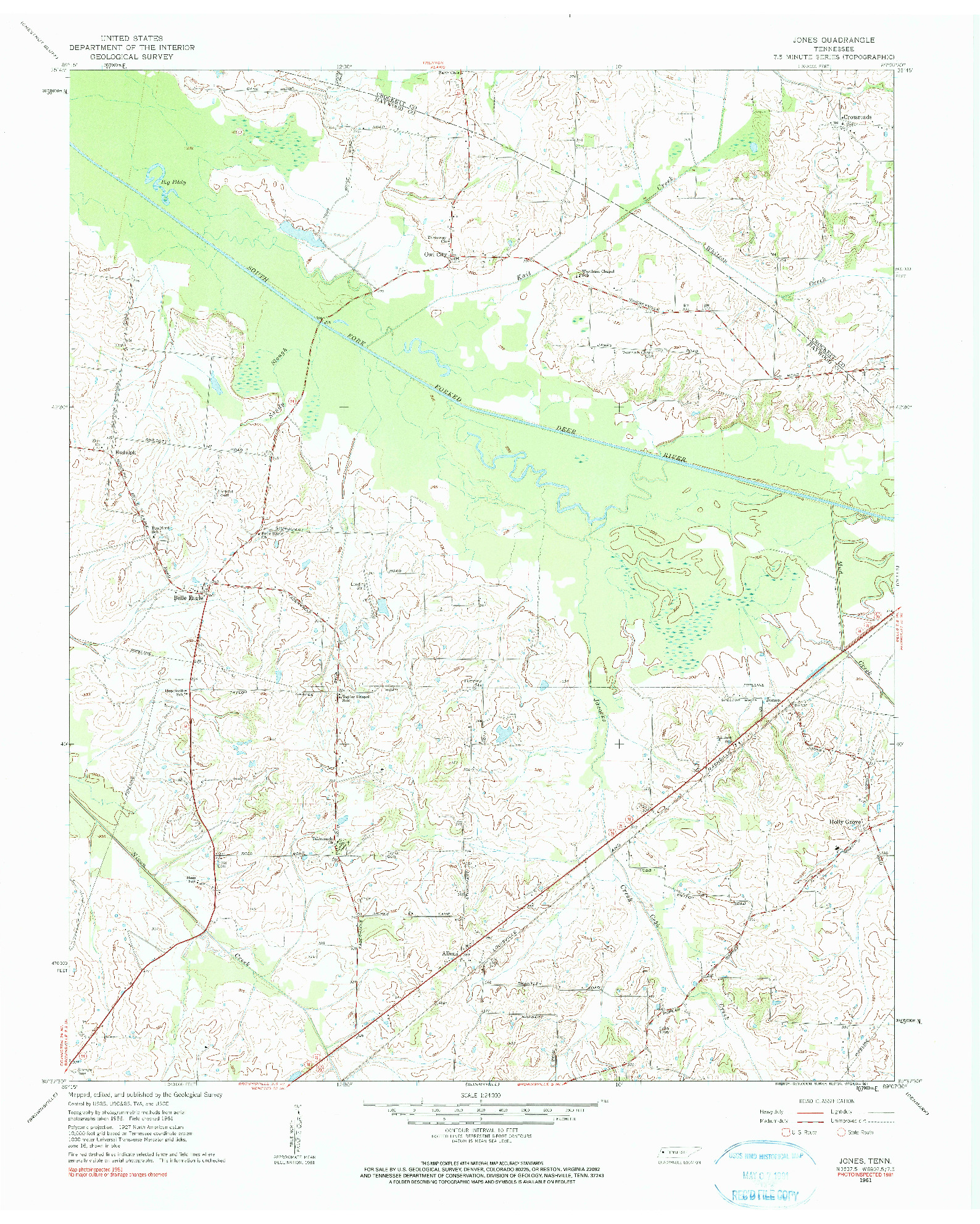USGS 1:24000-SCALE QUADRANGLE FOR JONES, TN 1961