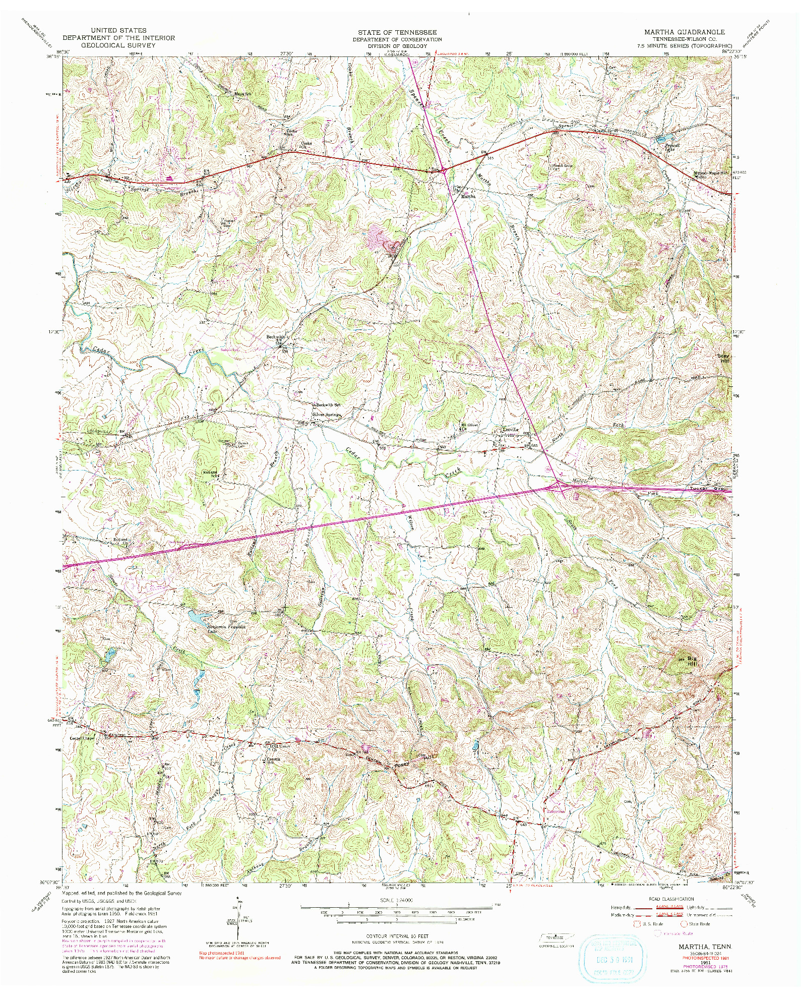 USGS 1:24000-SCALE QUADRANGLE FOR MARTHA, TN 1951