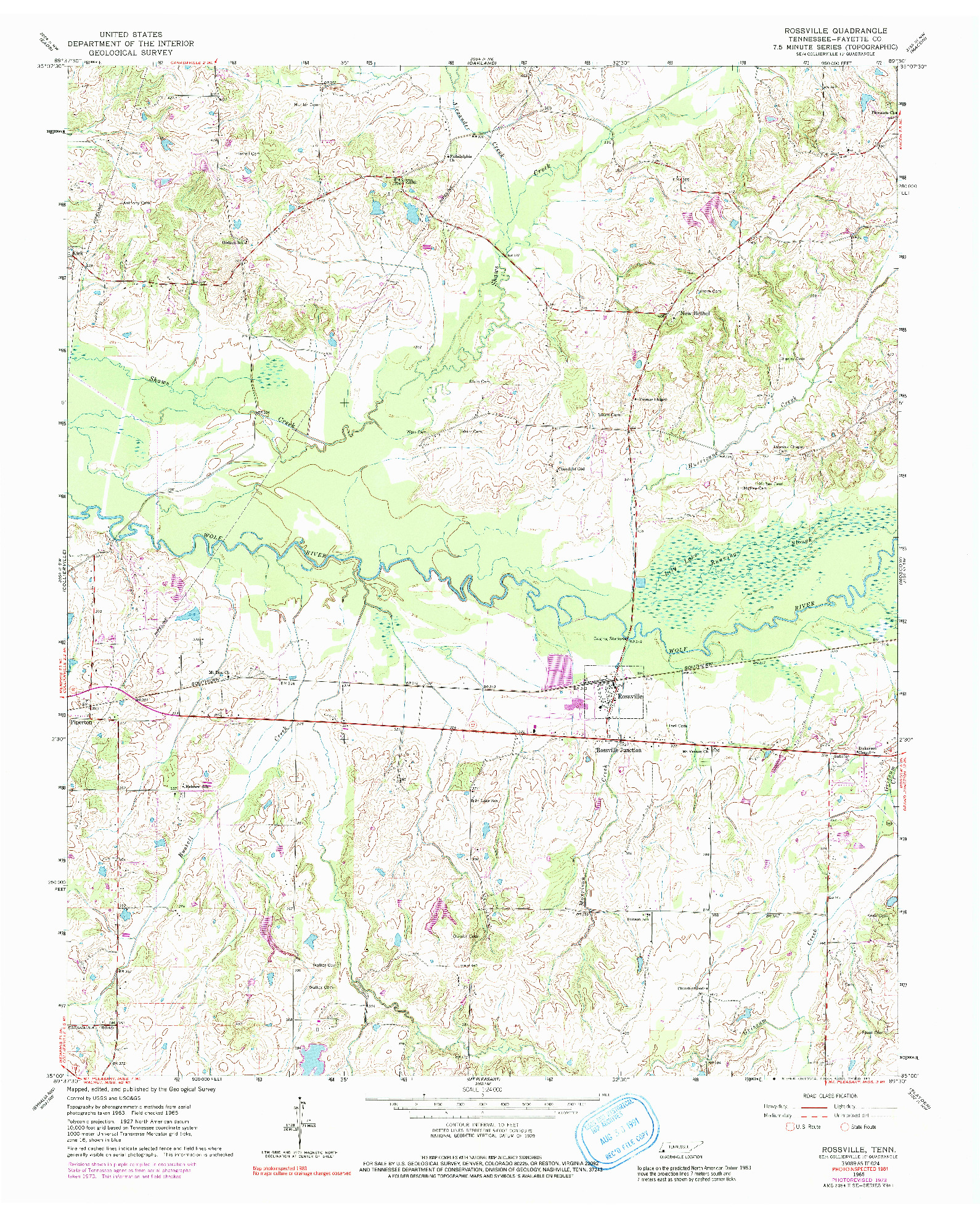 USGS 1:24000-SCALE QUADRANGLE FOR ROSSVILLE, TN 1965