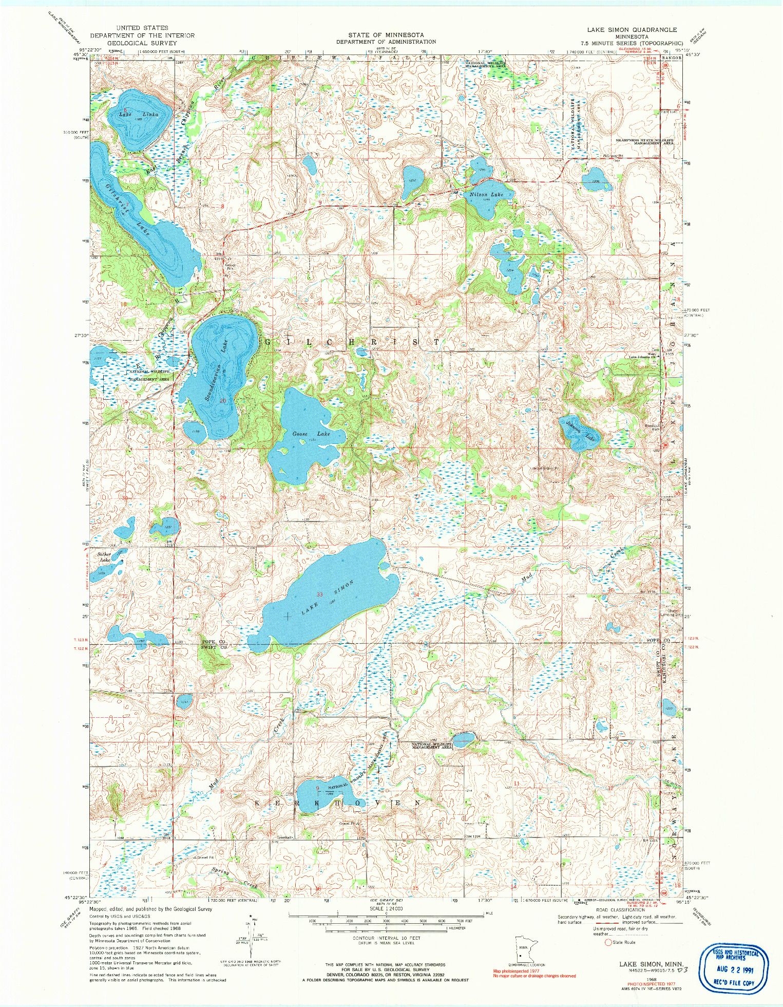 USGS 1:24000-SCALE QUADRANGLE FOR LAKE SIMON, MN 1968