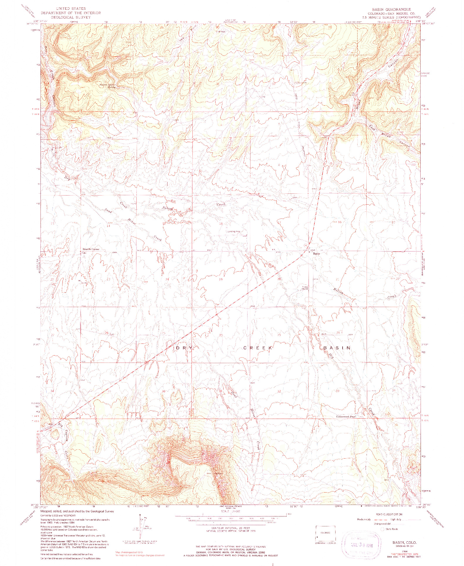 USGS 1:24000-SCALE QUADRANGLE FOR BASIN, CO 1964
