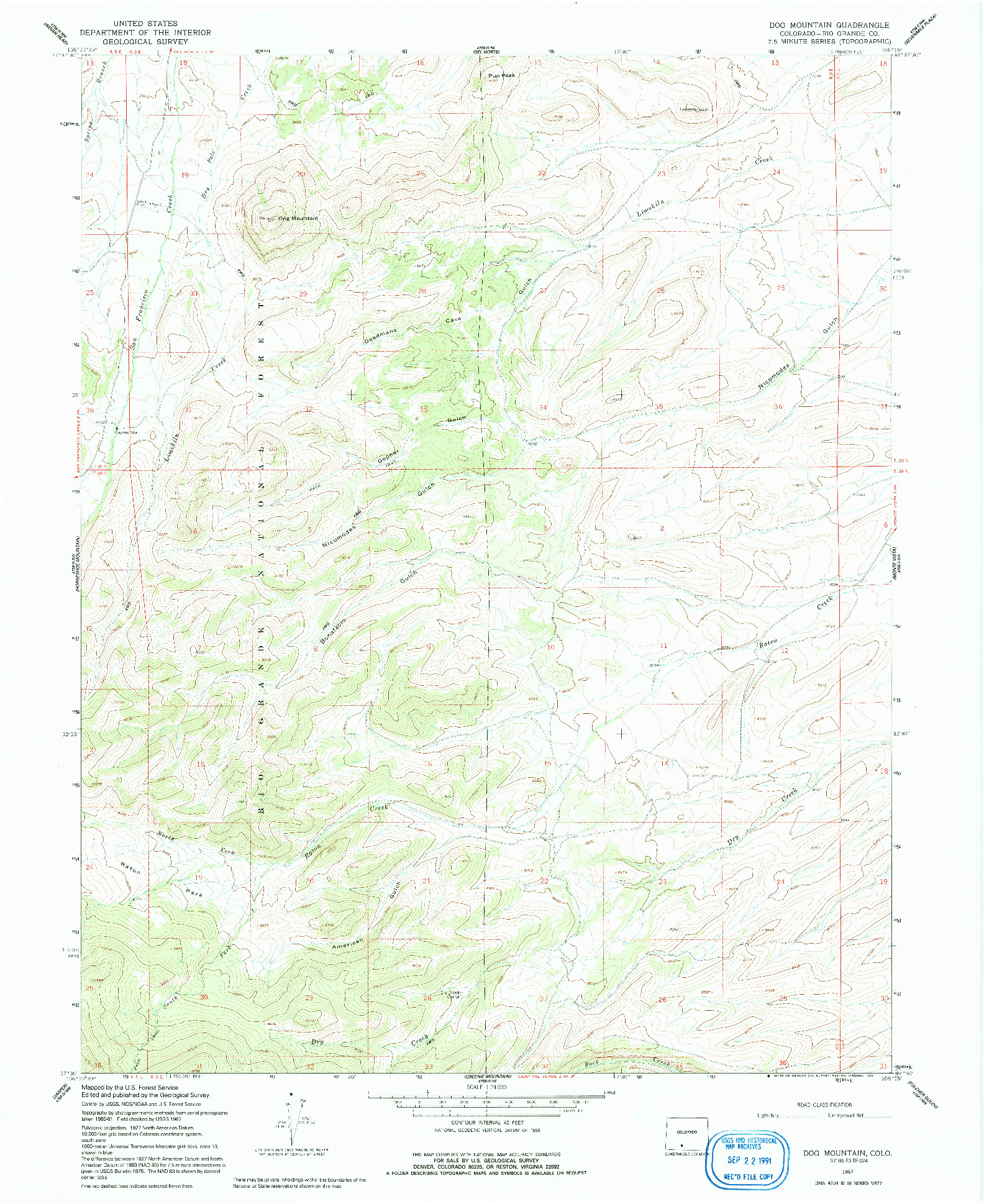 USGS 1:24000-SCALE QUADRANGLE FOR DOG MOUNTAIN, CO 1967