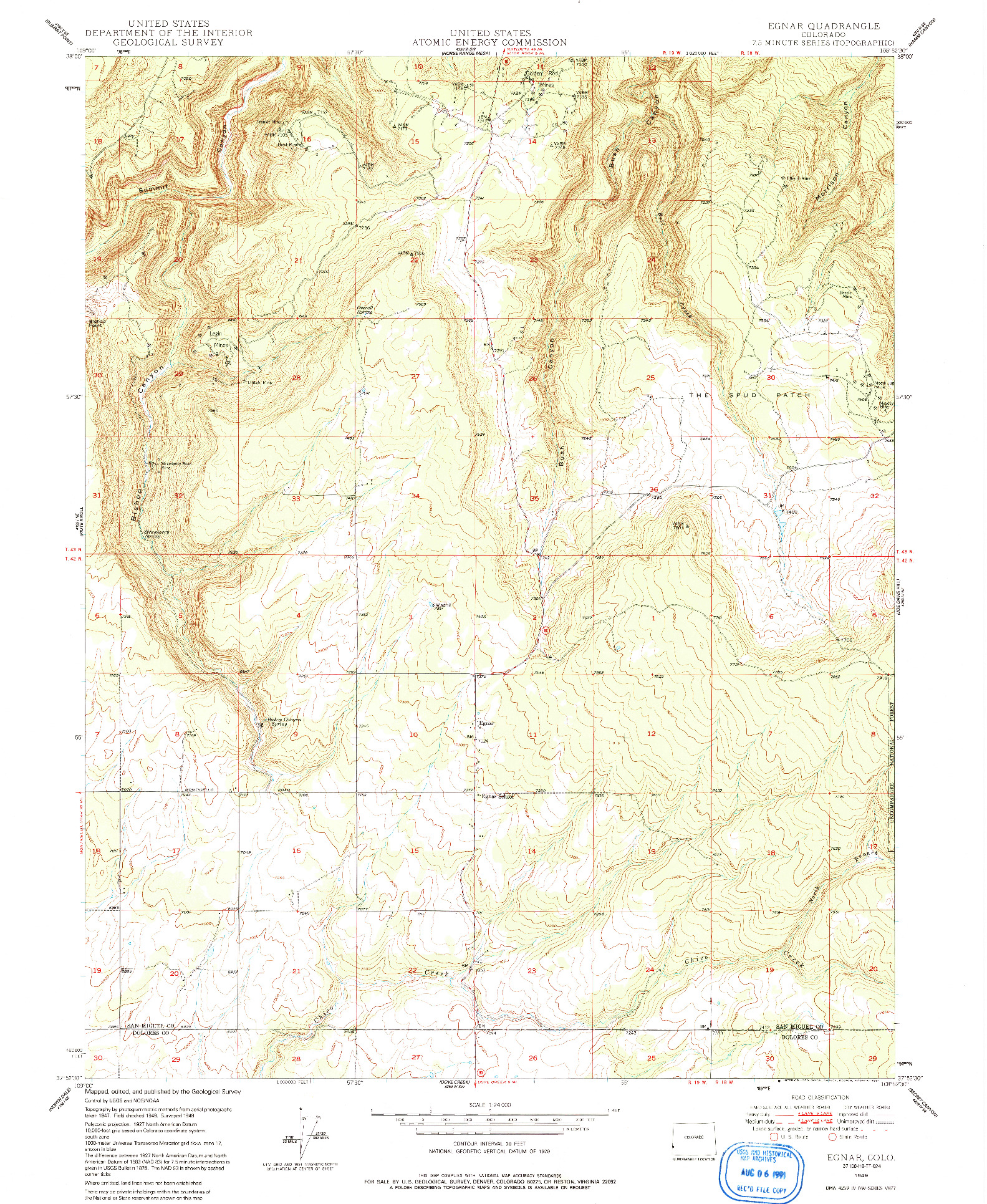 USGS 1:24000-SCALE QUADRANGLE FOR EGNAR, CO 1949