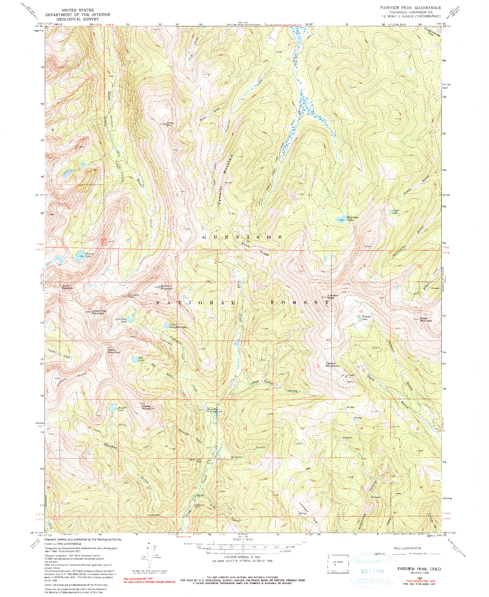 USGS 1:24000-SCALE QUADRANGLE FOR FAIRVIEW PEAK, CO 1967