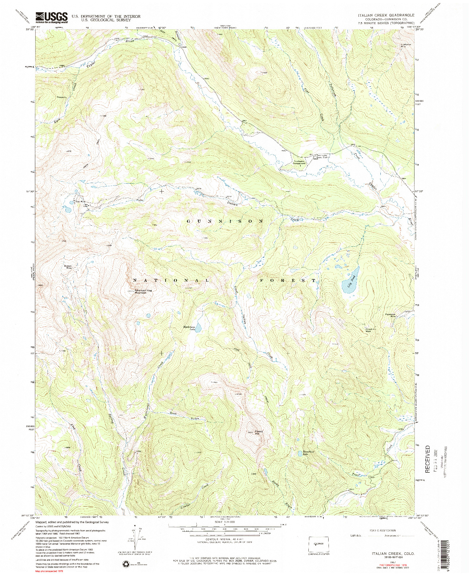 USGS 1:24000-SCALE QUADRANGLE FOR ITALIAN CREEK, CO 1967