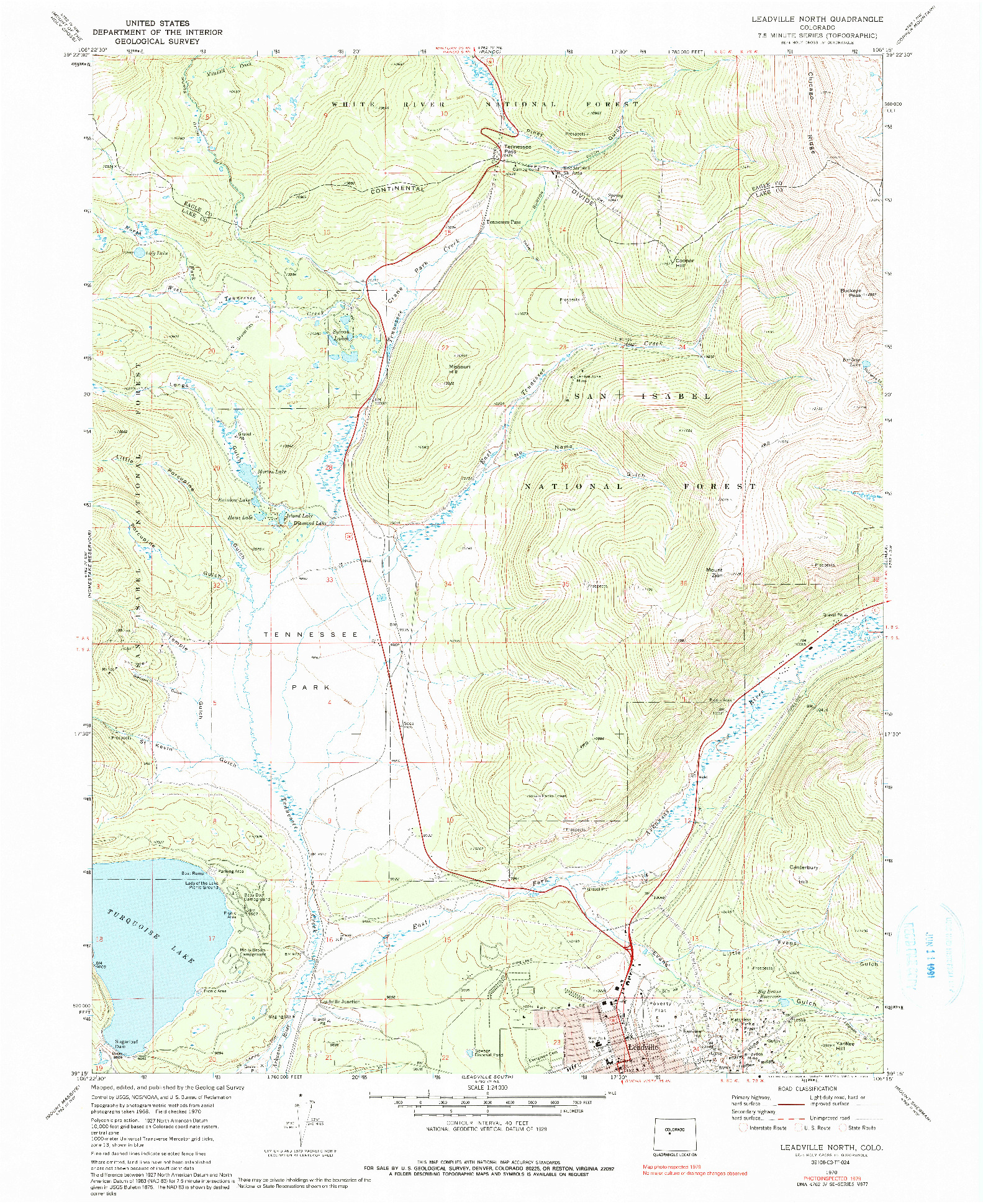 USGS 1:24000-SCALE QUADRANGLE FOR LEADVILLE NORTH, CO 1970