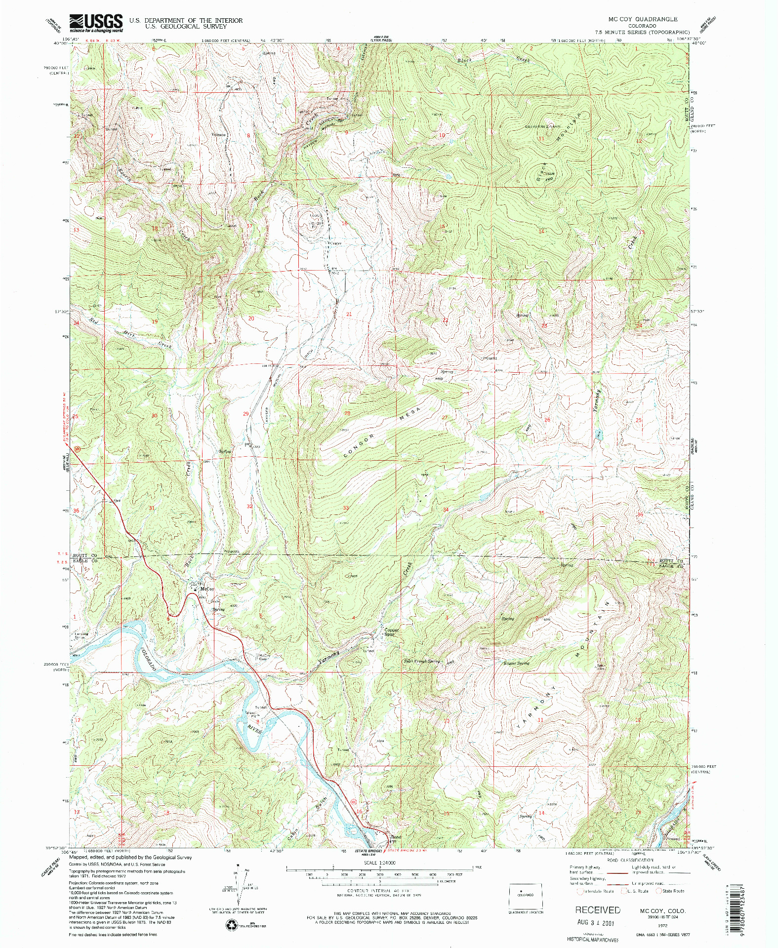 USGS 1:24000-SCALE QUADRANGLE FOR MC COY, CO 1972