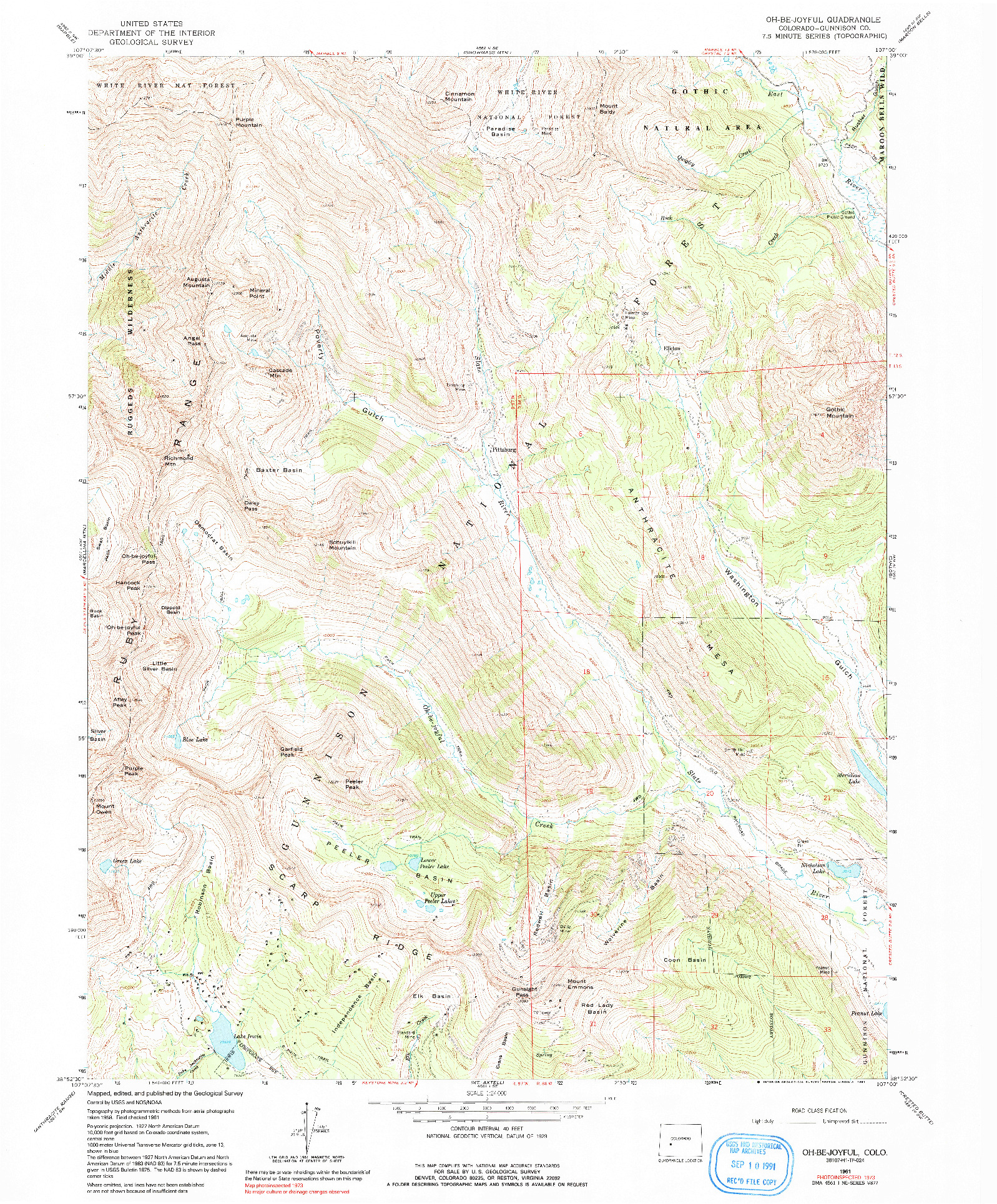 USGS 1:24000-SCALE QUADRANGLE FOR OH-BE-JOYFUL, CO 1961