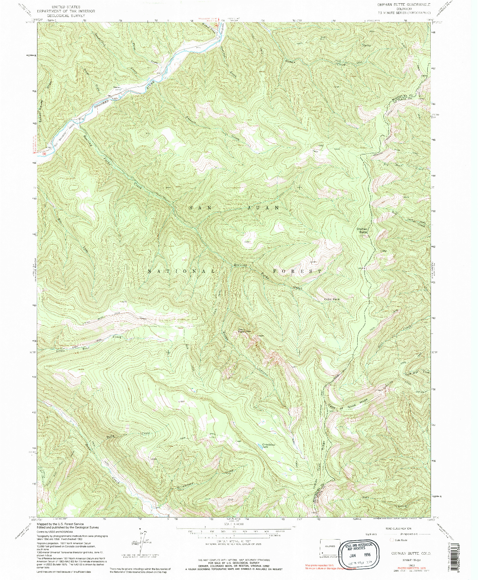 USGS 1:24000-SCALE QUADRANGLE FOR ORPHAN BUTTE, CO 1963