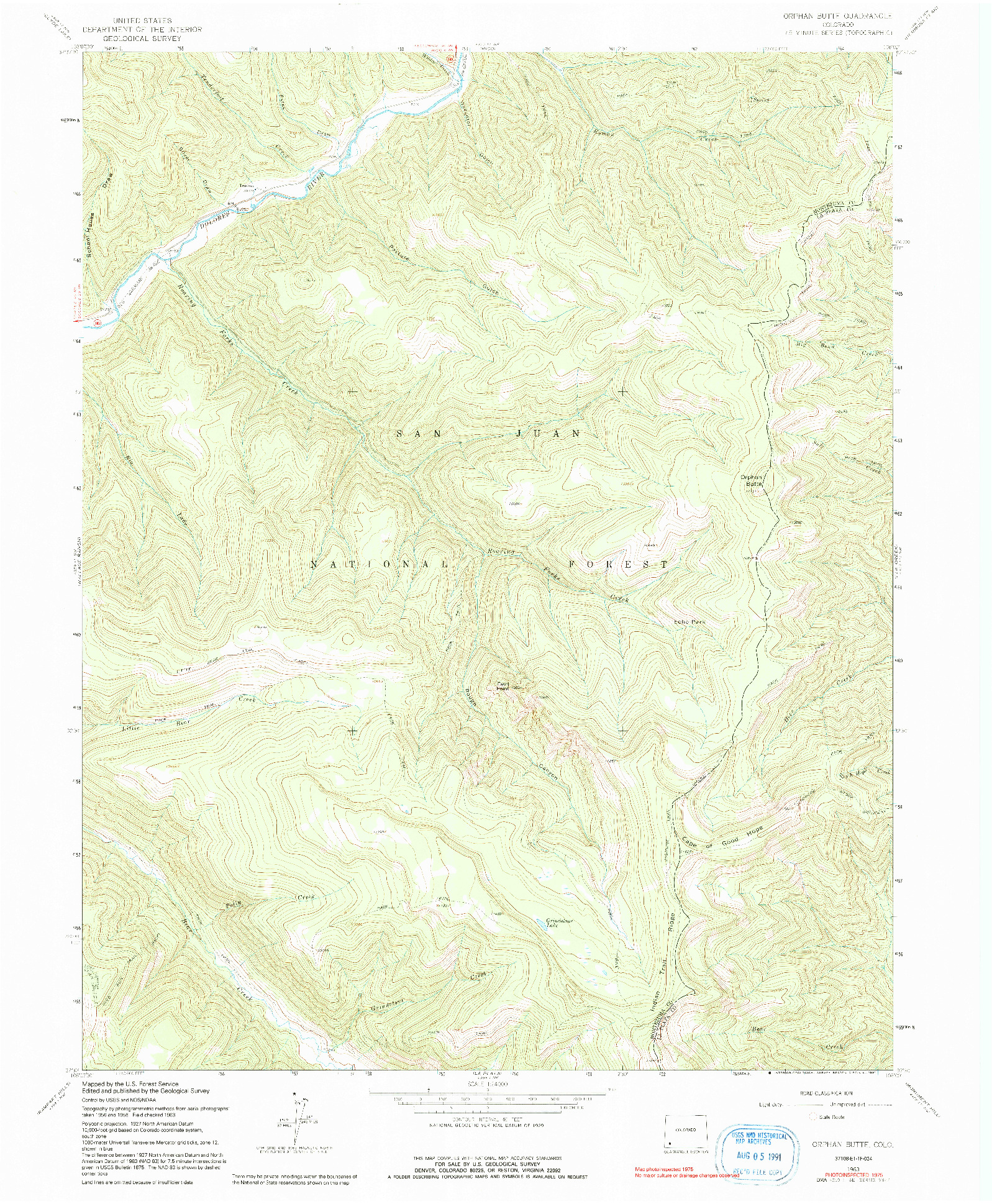 USGS 1:24000-SCALE QUADRANGLE FOR ORPHAN BUTTE, CO 1963