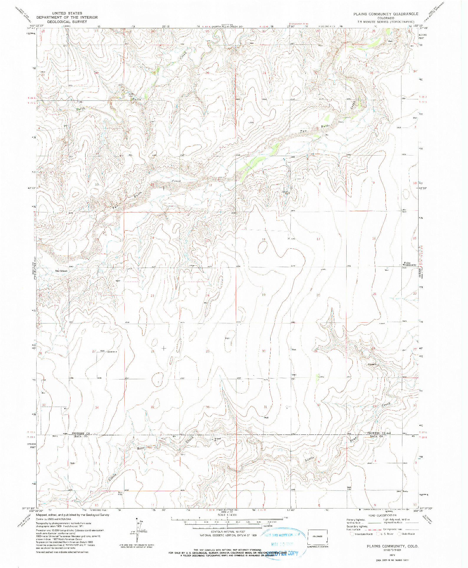 USGS 1:24000-SCALE QUADRANGLE FOR PLAINS COMMUNITY, CO 1971