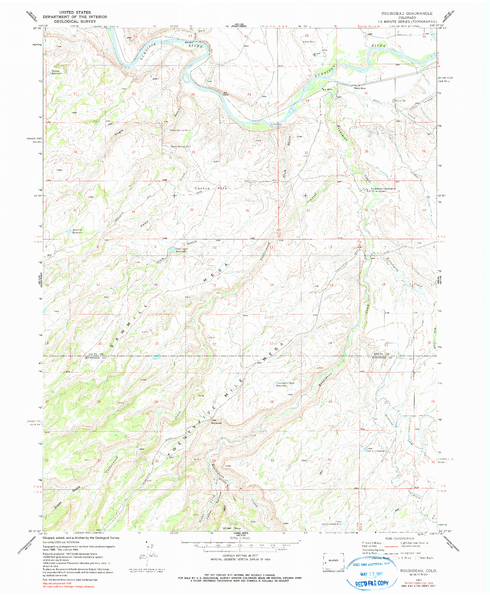 USGS 1:24000-SCALE QUADRANGLE FOR ROUBIDEAU, CO 1969