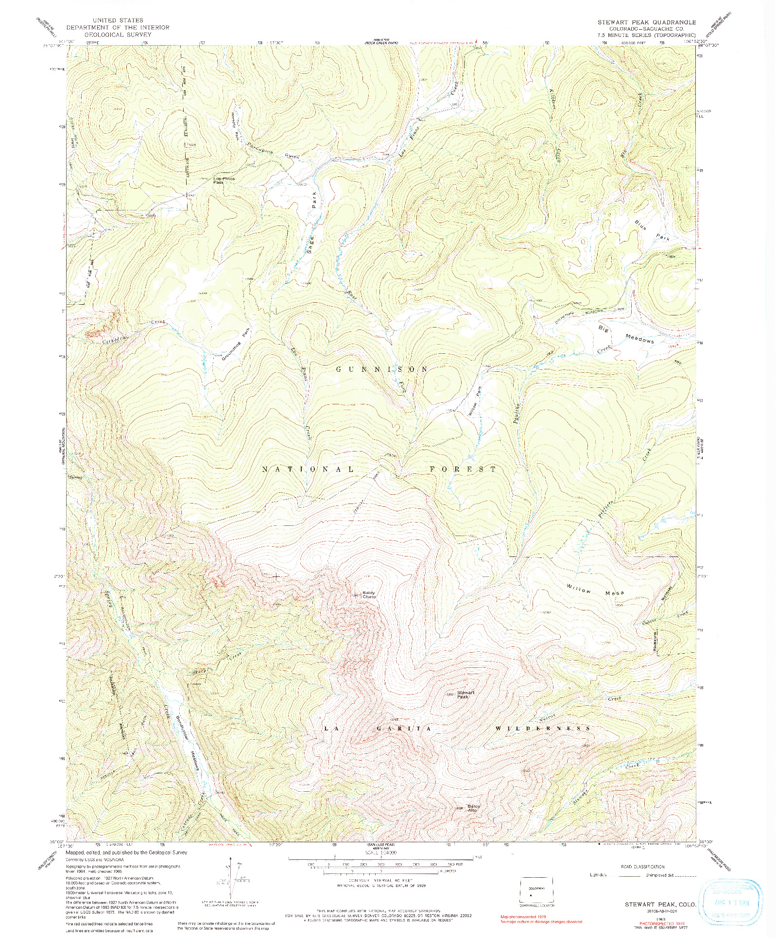 USGS 1:24000-SCALE QUADRANGLE FOR STEWART PEAK, CO 1965
