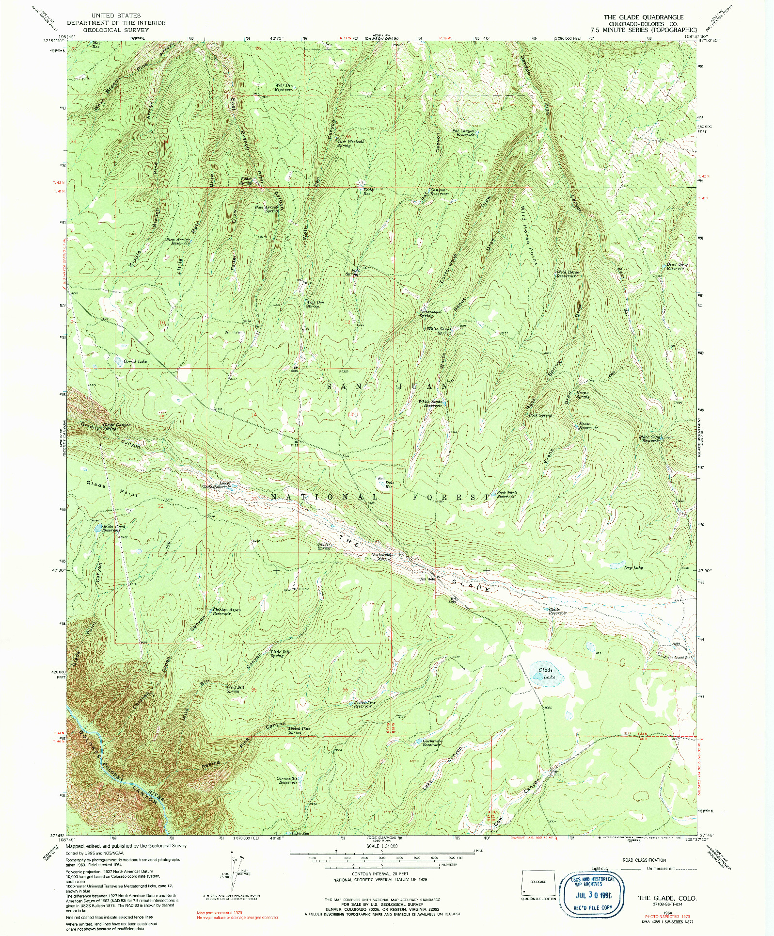 USGS 1:24000-SCALE QUADRANGLE FOR THE GLADE, CO 1964