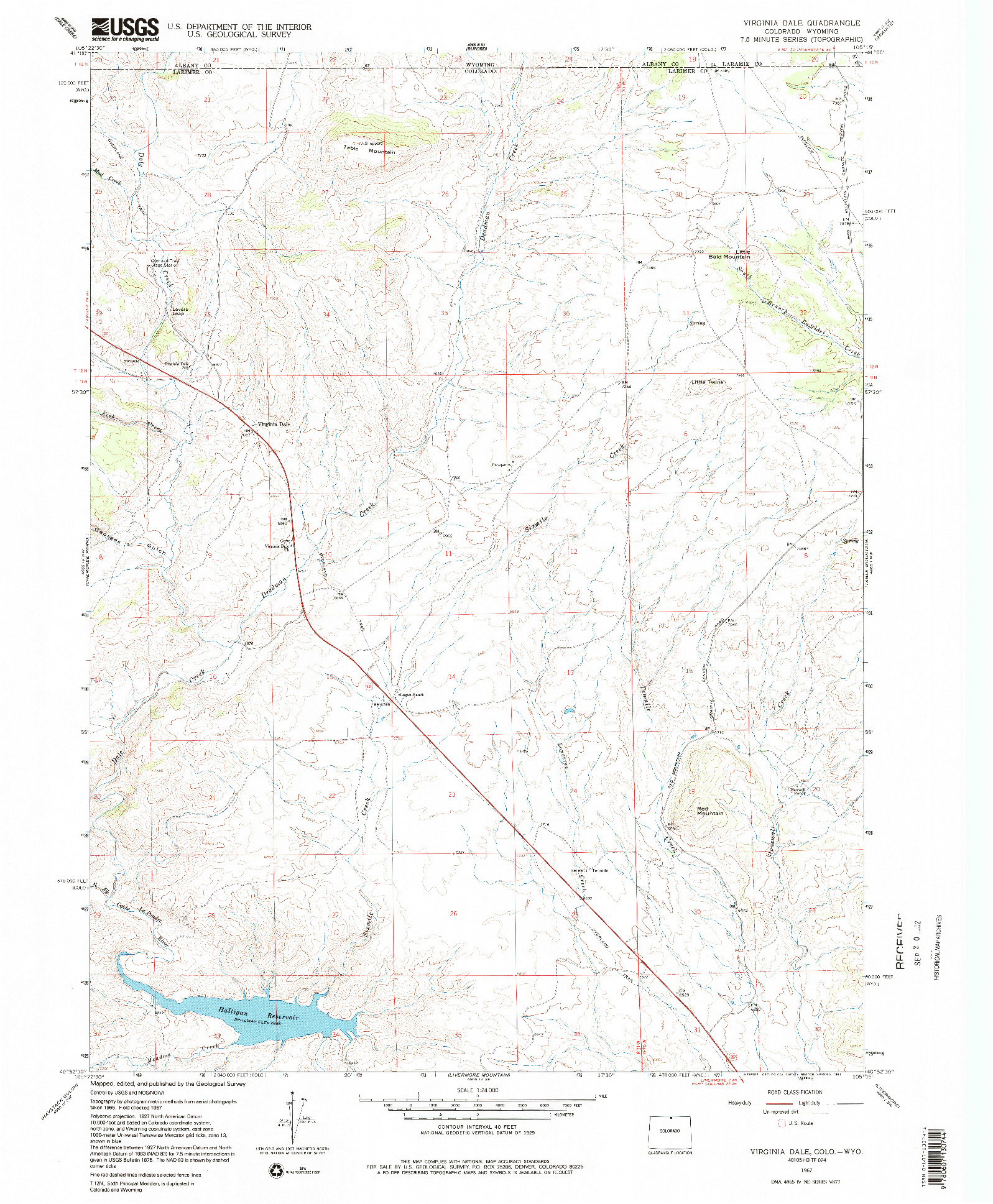 USGS 1:24000-SCALE QUADRANGLE FOR VIRGINIA DALE, CO 1967