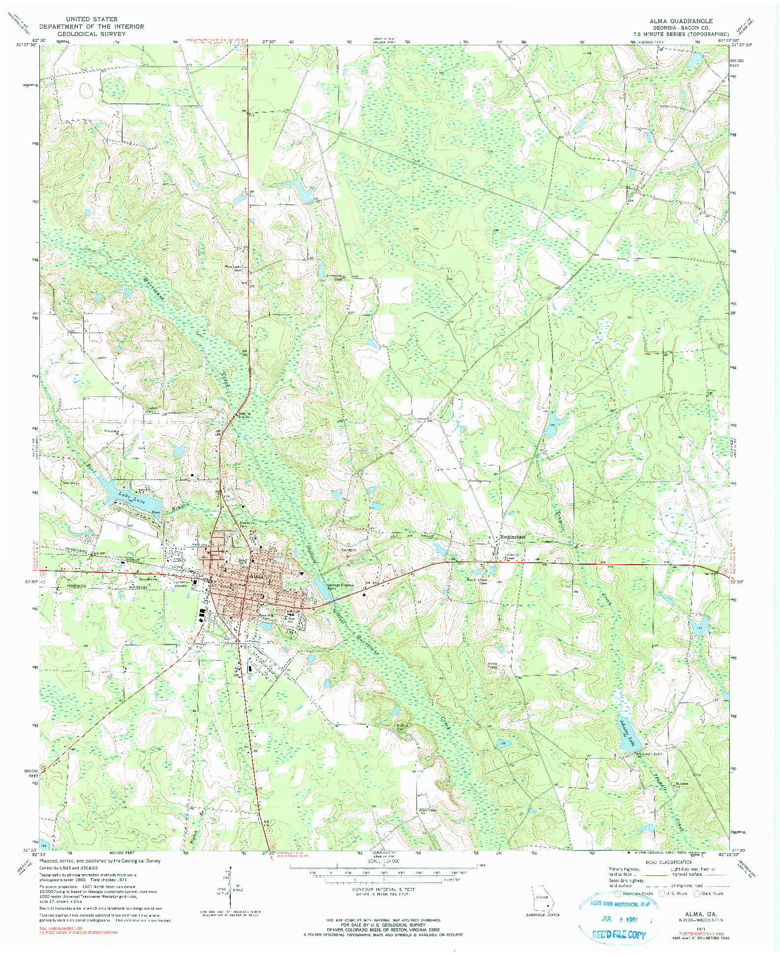 USGS 1:24000-SCALE QUADRANGLE FOR ALMA, GA 1971