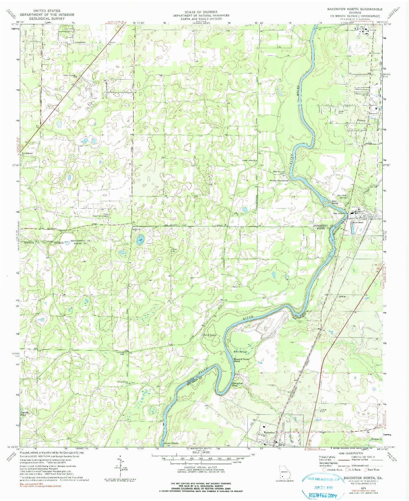 USGS 1:24000-SCALE QUADRANGLE FOR BACONTON NORTH, GA 1974