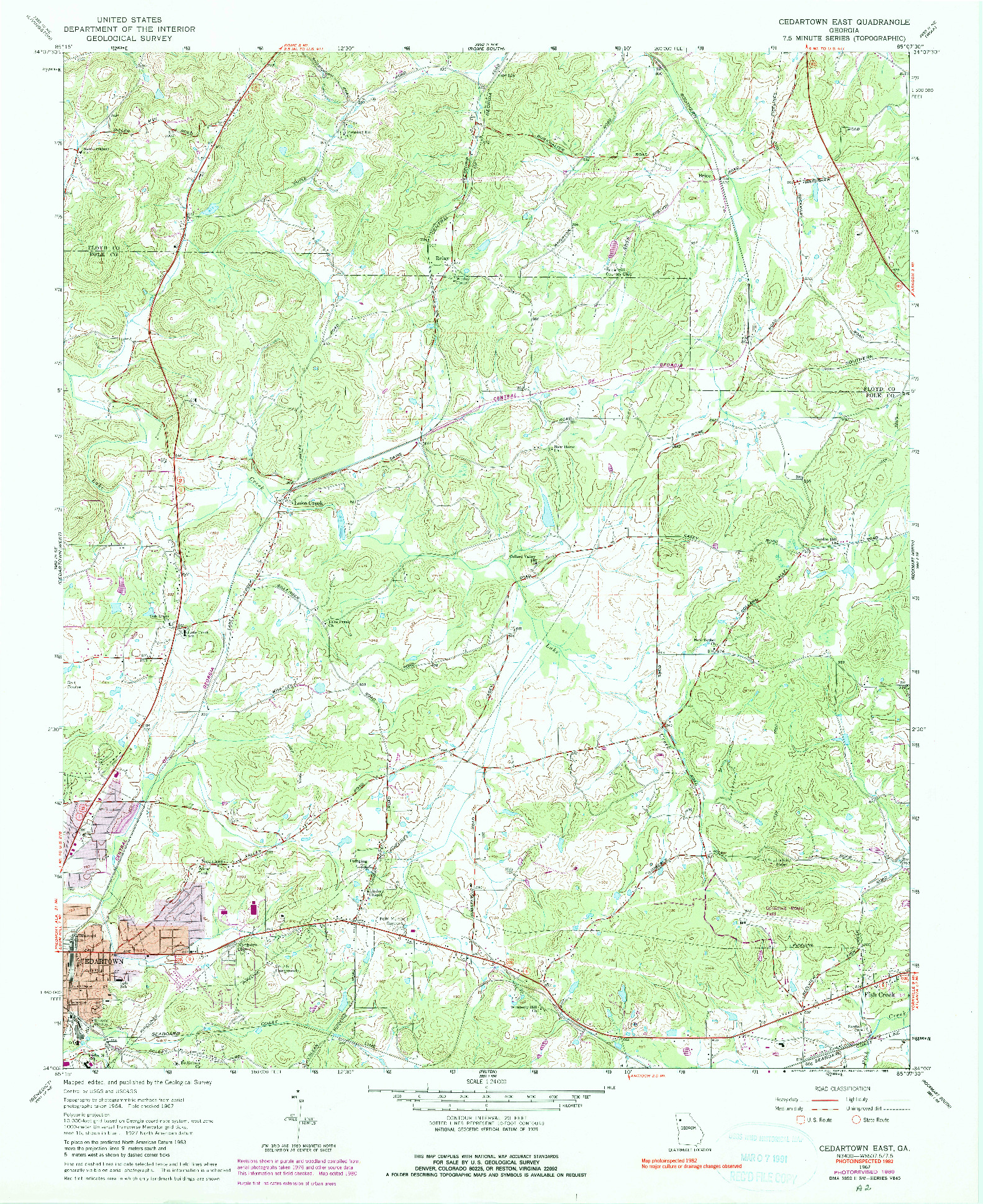 USGS 1:24000-SCALE QUADRANGLE FOR CEDARTOWN EAST, GA 1967