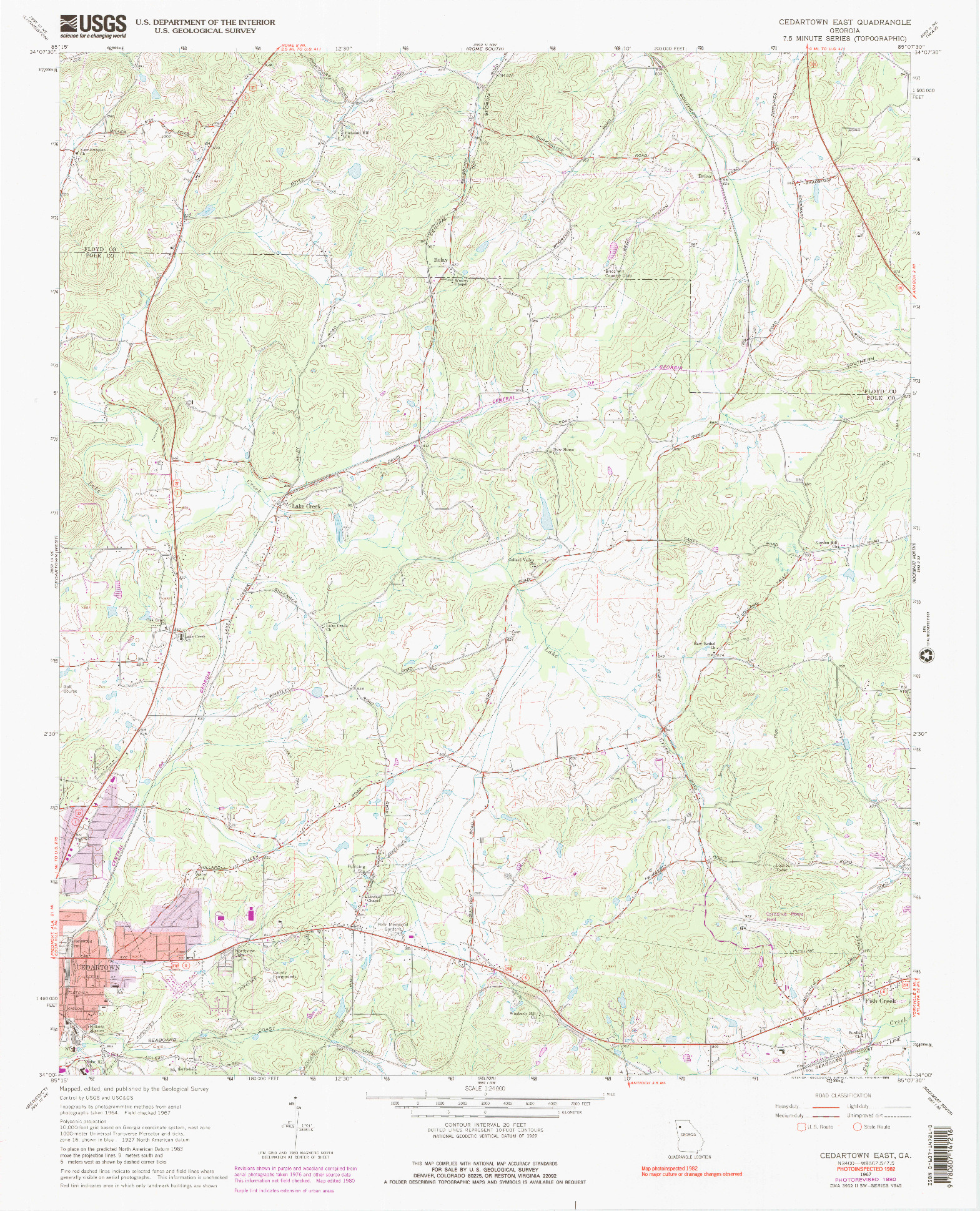 USGS 1:24000-SCALE QUADRANGLE FOR CEDARTOWN EAST, GA 1967