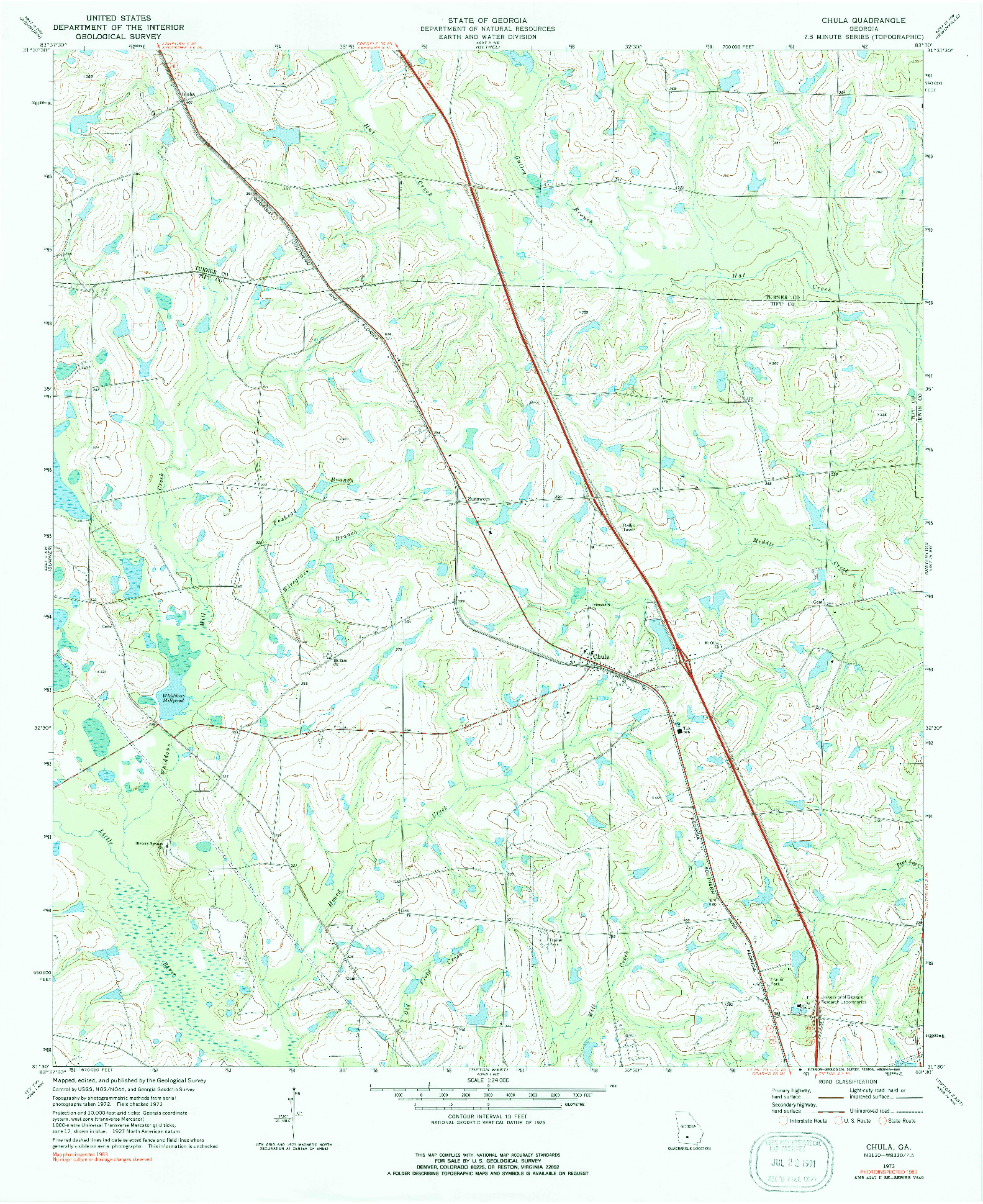 USGS 1:24000-SCALE QUADRANGLE FOR CHULA, GA 1973