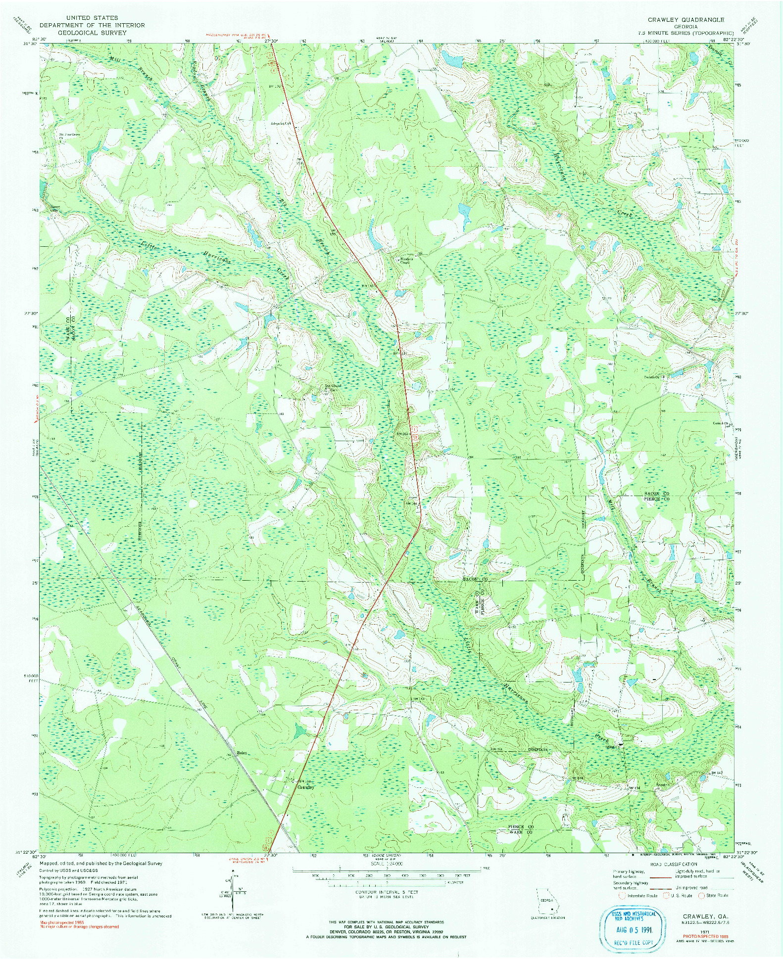 USGS 1:24000-SCALE QUADRANGLE FOR CRAWLEY, GA 1971