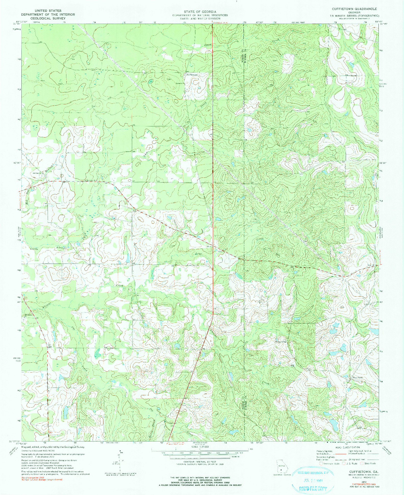 USGS 1:24000-SCALE QUADRANGLE FOR CUFFIETOWN, GA 1972