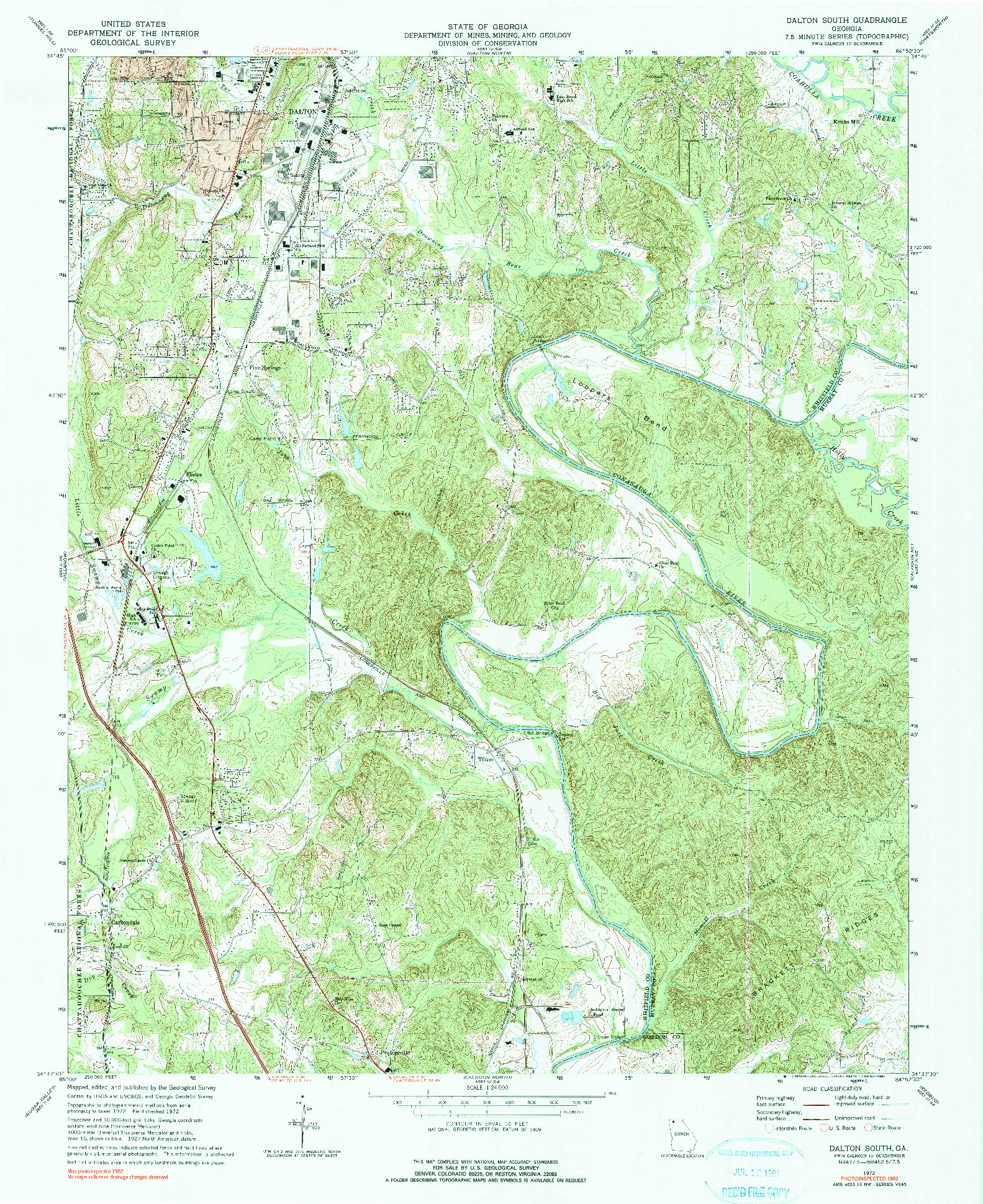 USGS 1:24000-SCALE QUADRANGLE FOR DALTON SOUTH, GA 1972