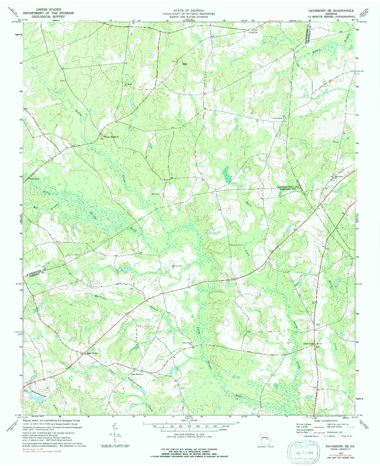 USGS 1:24000-SCALE QUADRANGLE FOR DAVISBORO SE, GA 1973