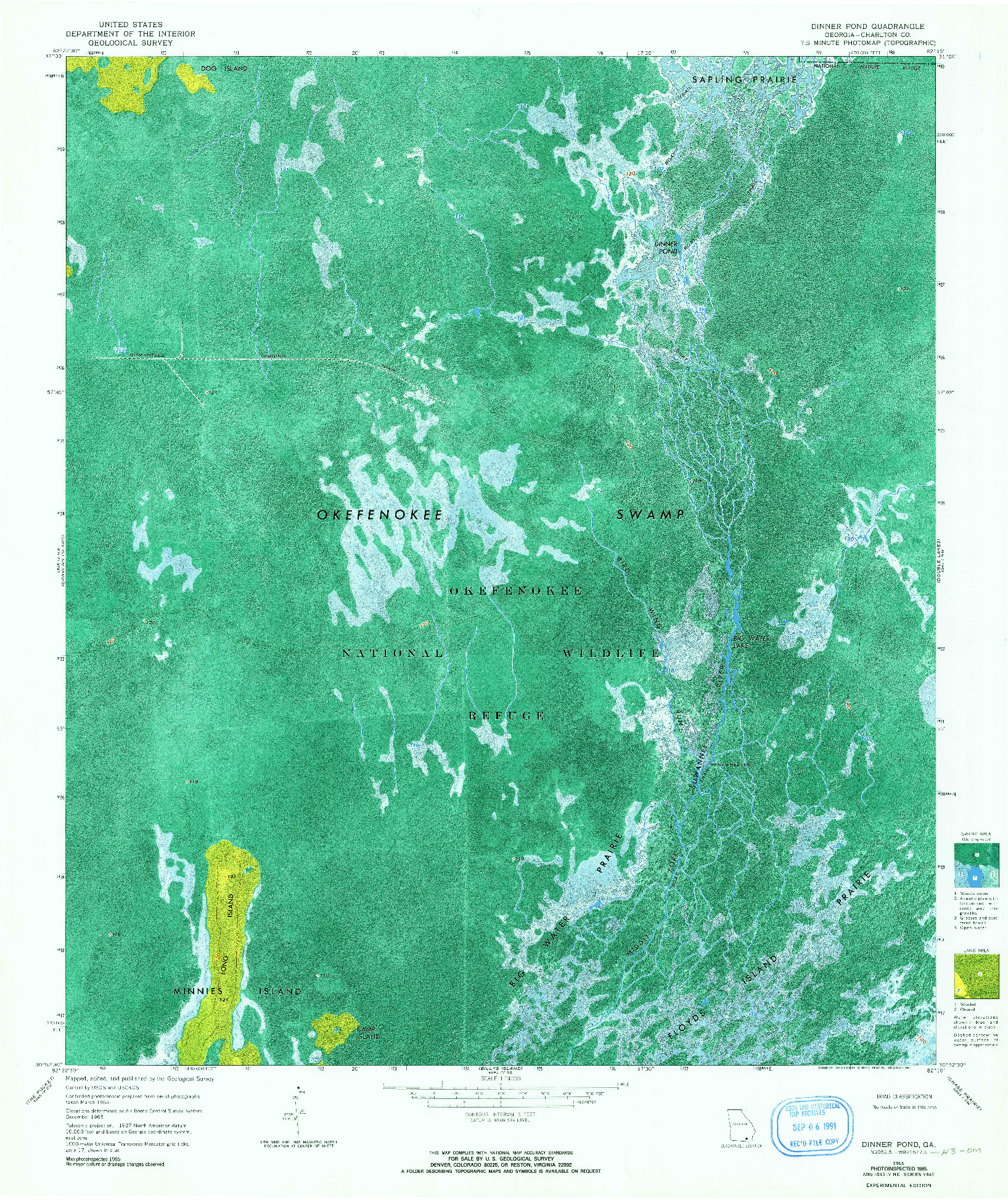 USGS 1:24000-SCALE QUADRANGLE FOR DINNER POND, GA 1965