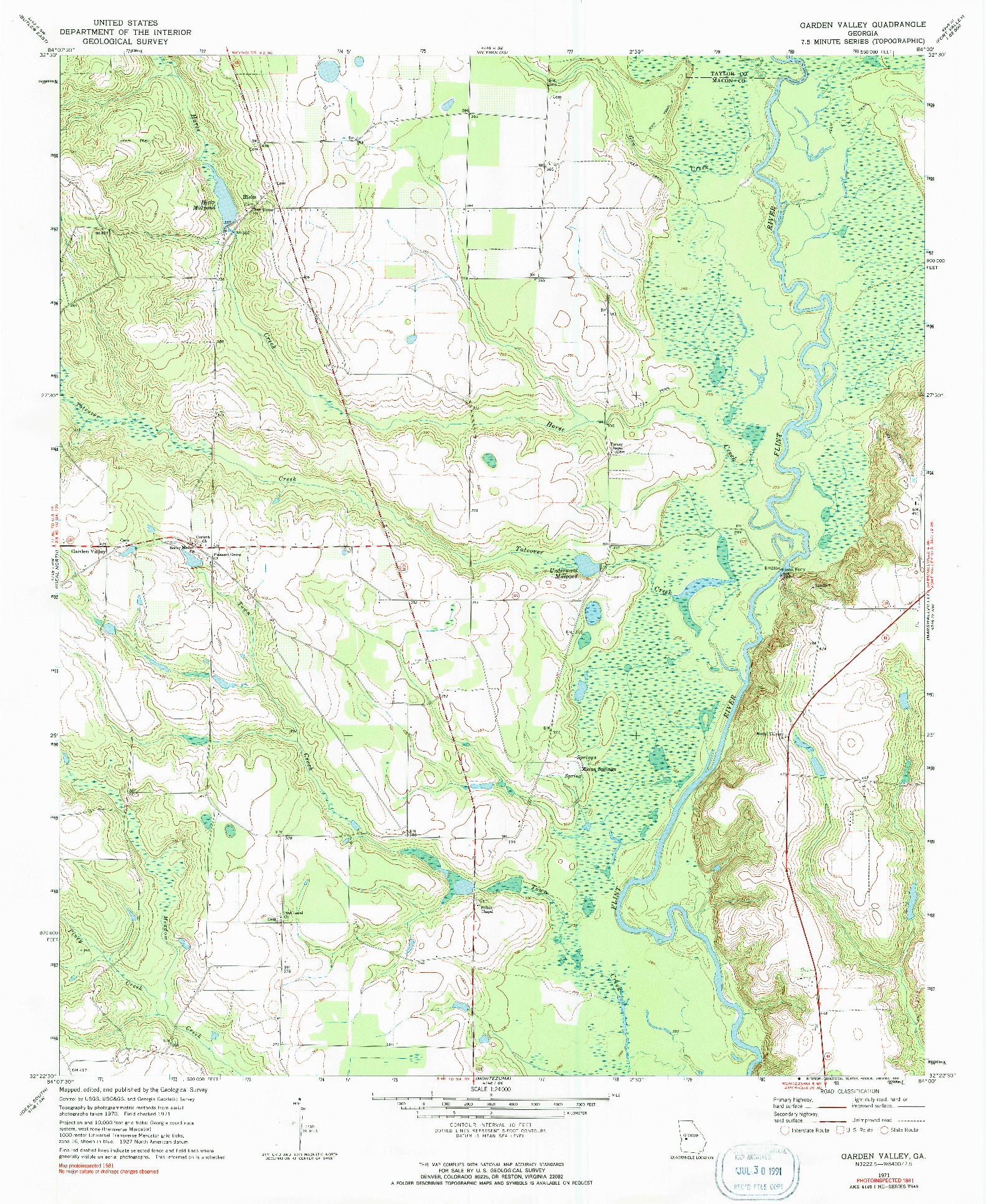 USGS 1:24000-SCALE QUADRANGLE FOR GARDEN VALLEY, GA 1971