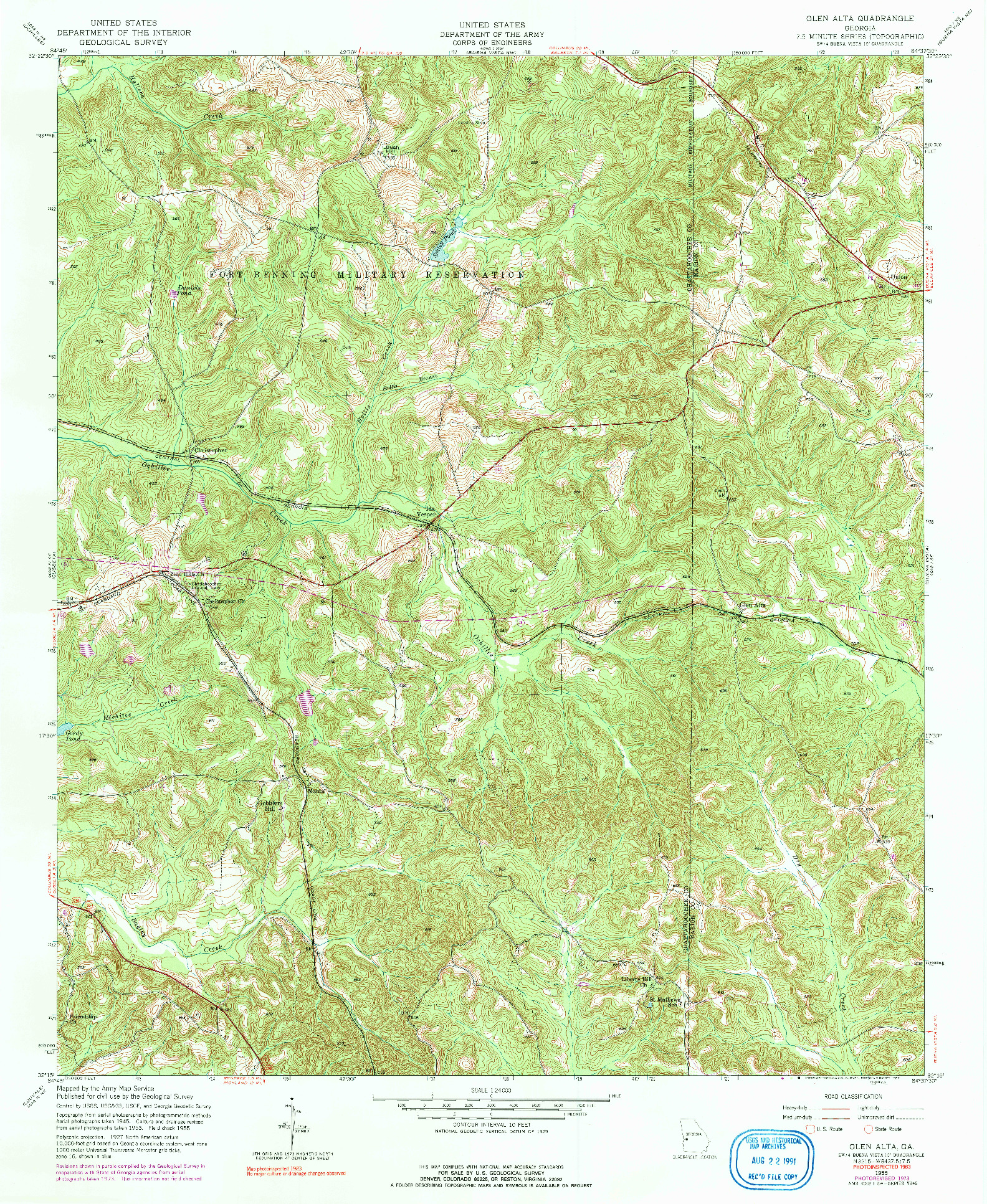 USGS 1:24000-SCALE QUADRANGLE FOR GLEN ALTA, GA 1955