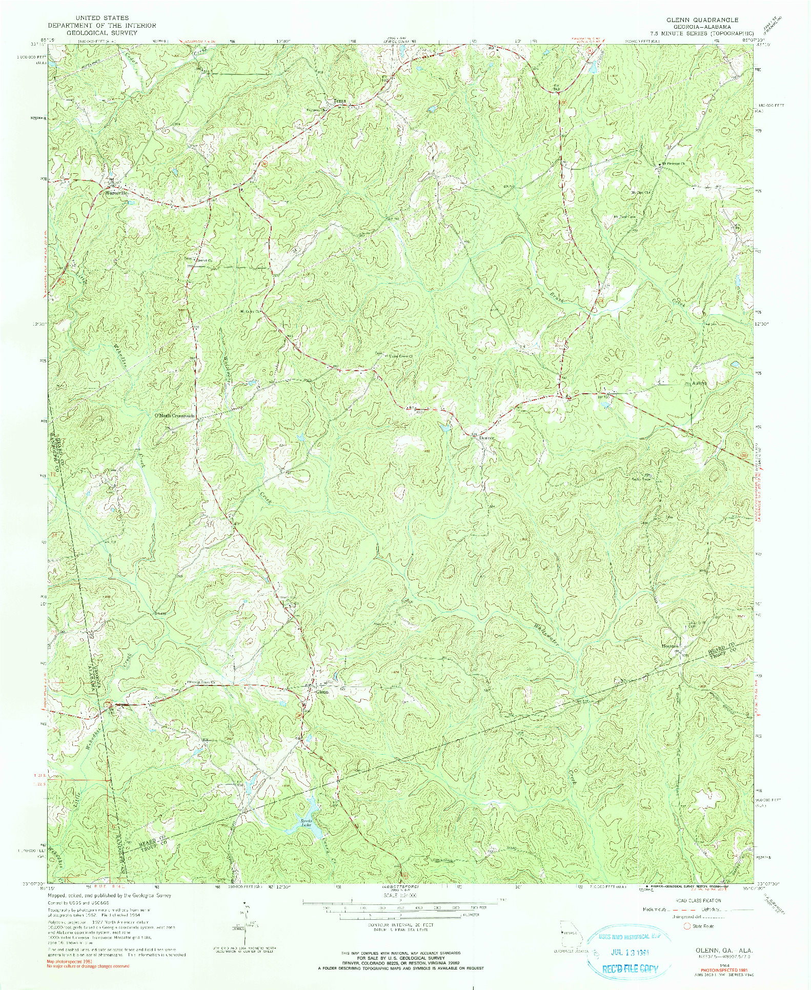 USGS 1:24000-SCALE QUADRANGLE FOR GLENN, GA 1964