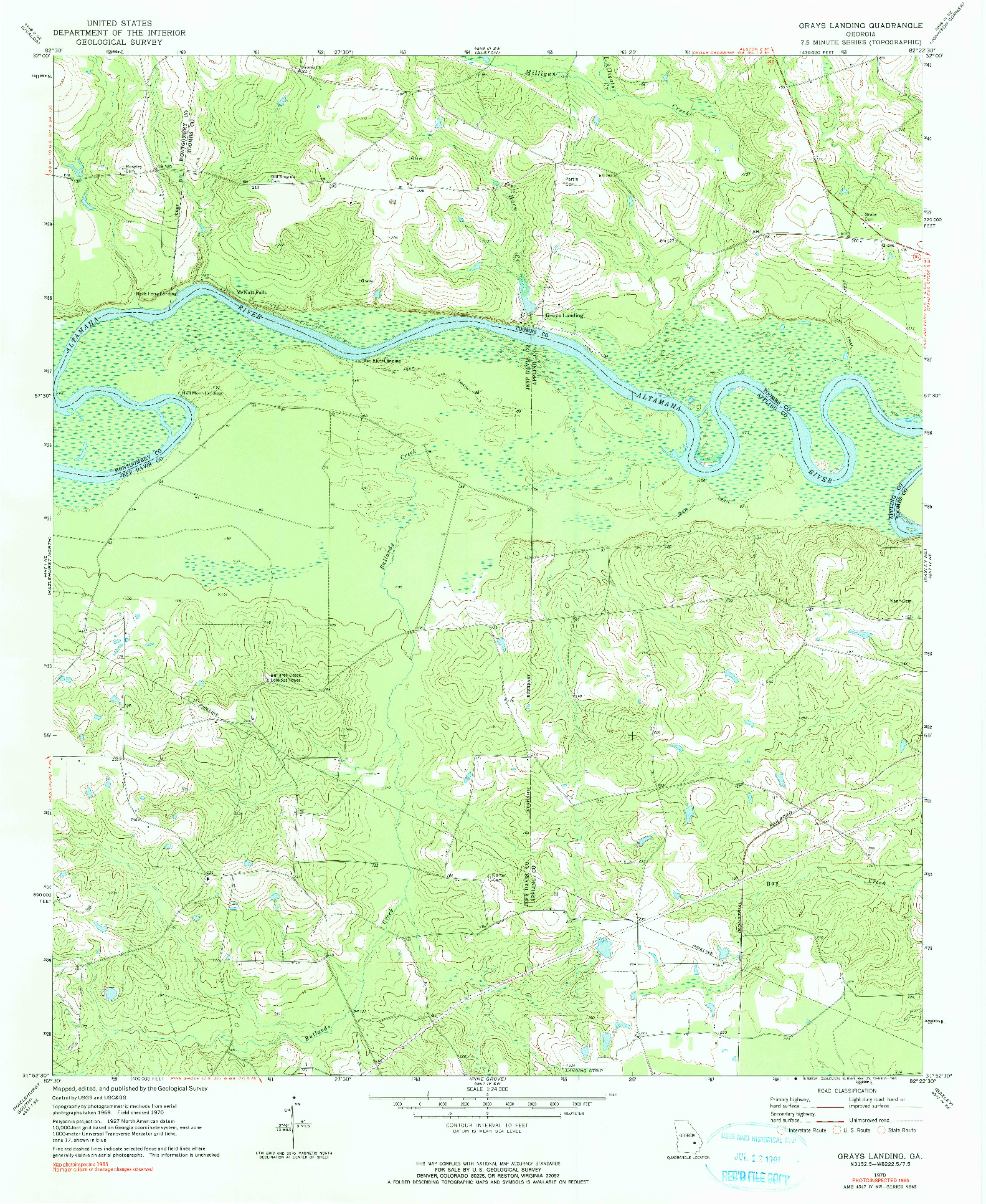 USGS 1:24000-SCALE QUADRANGLE FOR GRAYS LANDING, GA 1970