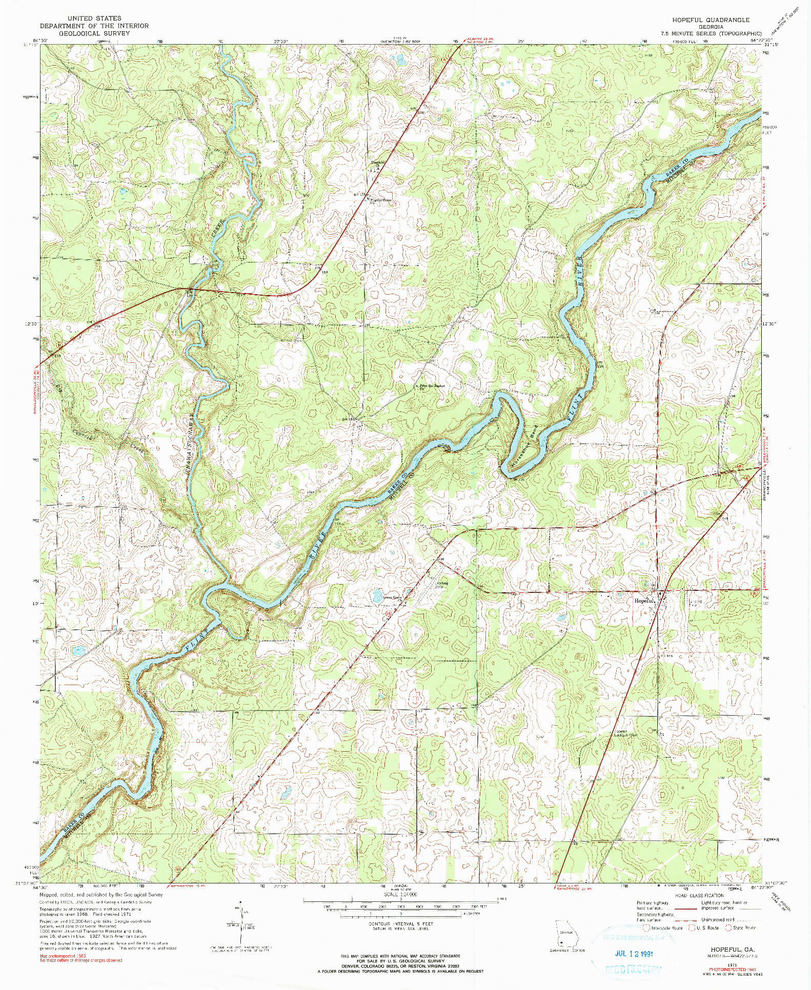USGS 1:24000-SCALE QUADRANGLE FOR HOPEFUL, GA 1971