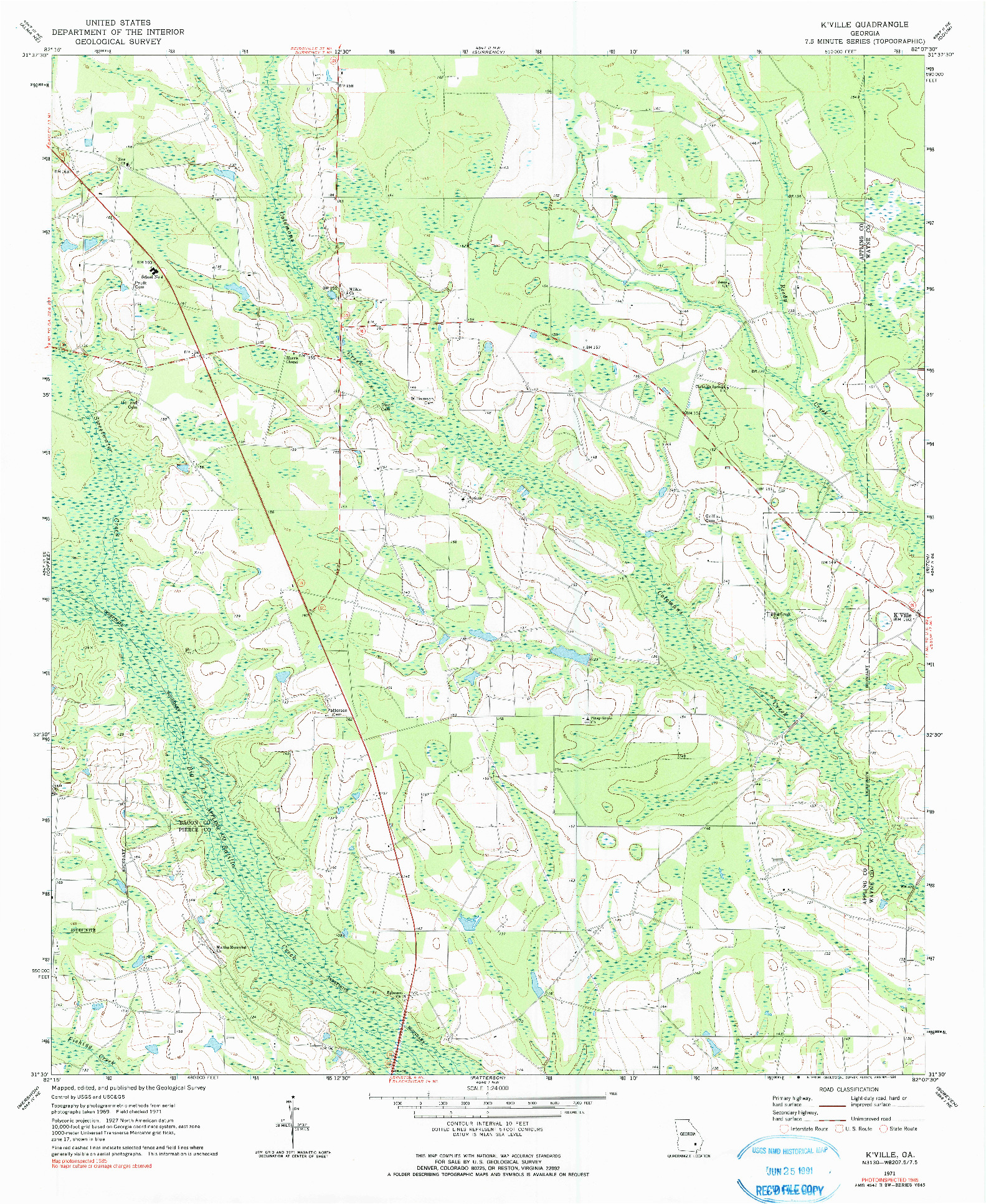 USGS 1:24000-SCALE QUADRANGLE FOR K'VILLE, GA 1971