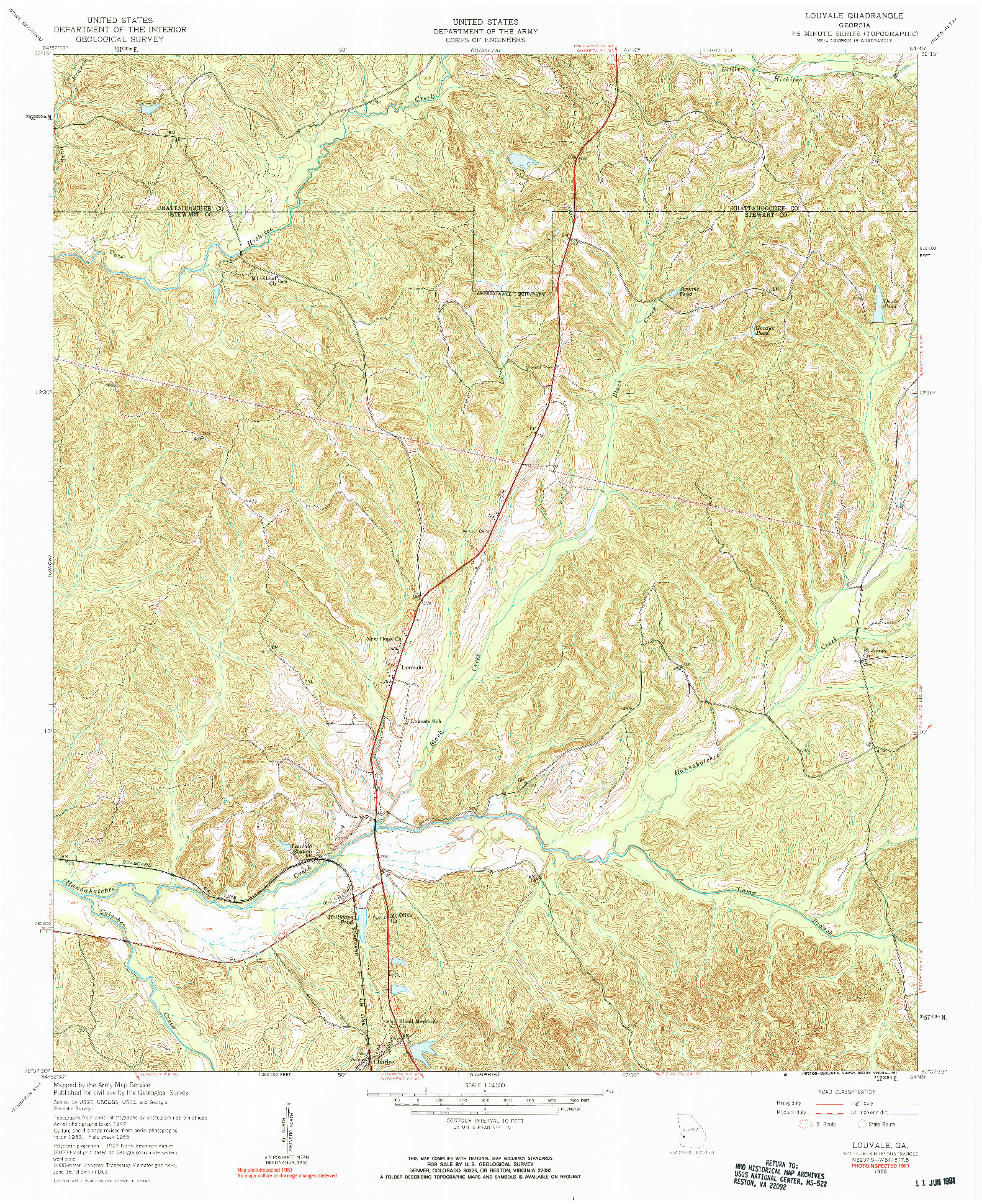USGS 1:24000-SCALE QUADRANGLE FOR LOUVALE, GA 1955