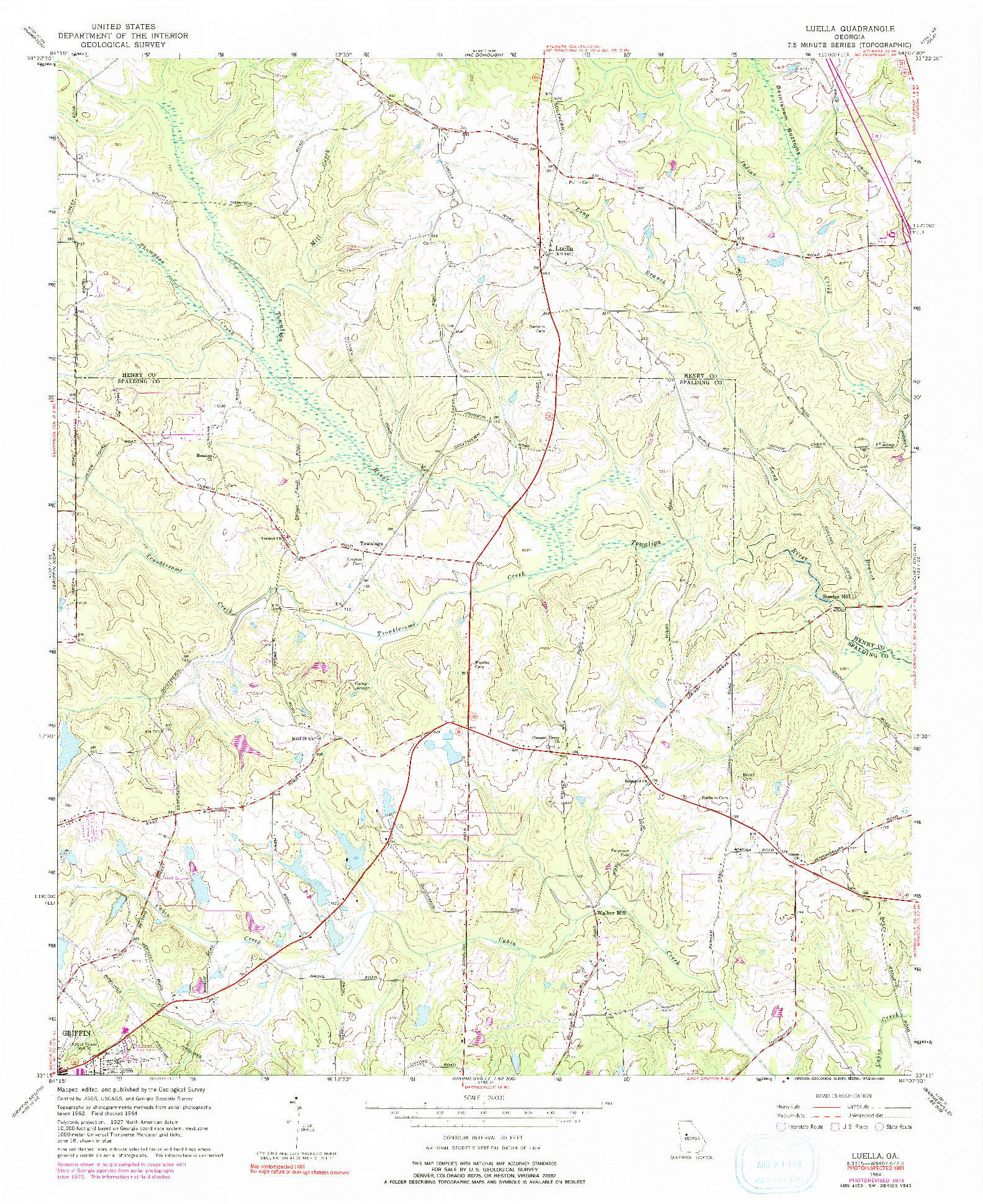 USGS 1:24000-SCALE QUADRANGLE FOR LUELLA, GA 1964