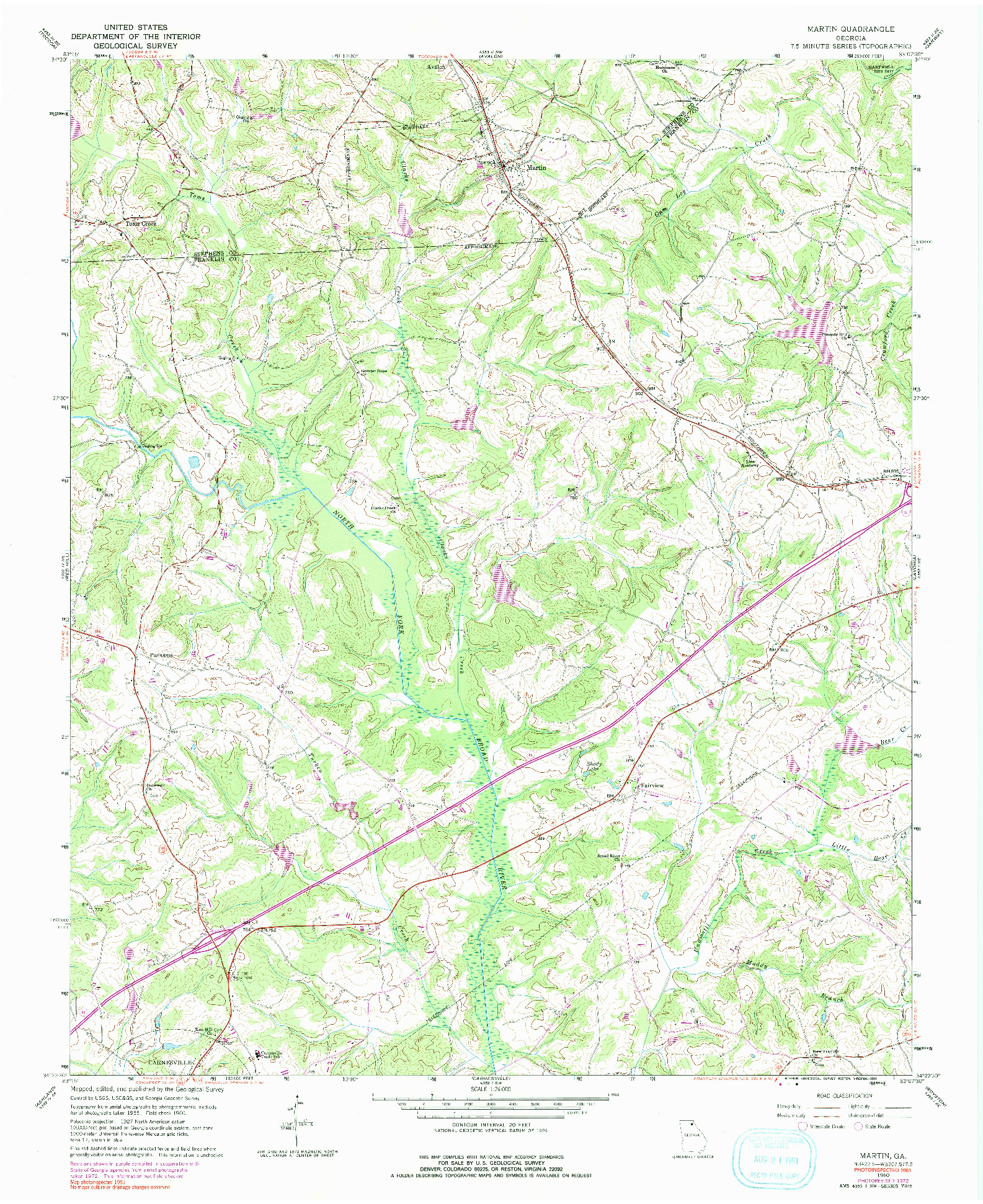 USGS 1:24000-SCALE QUADRANGLE FOR MARTIN, GA 1960