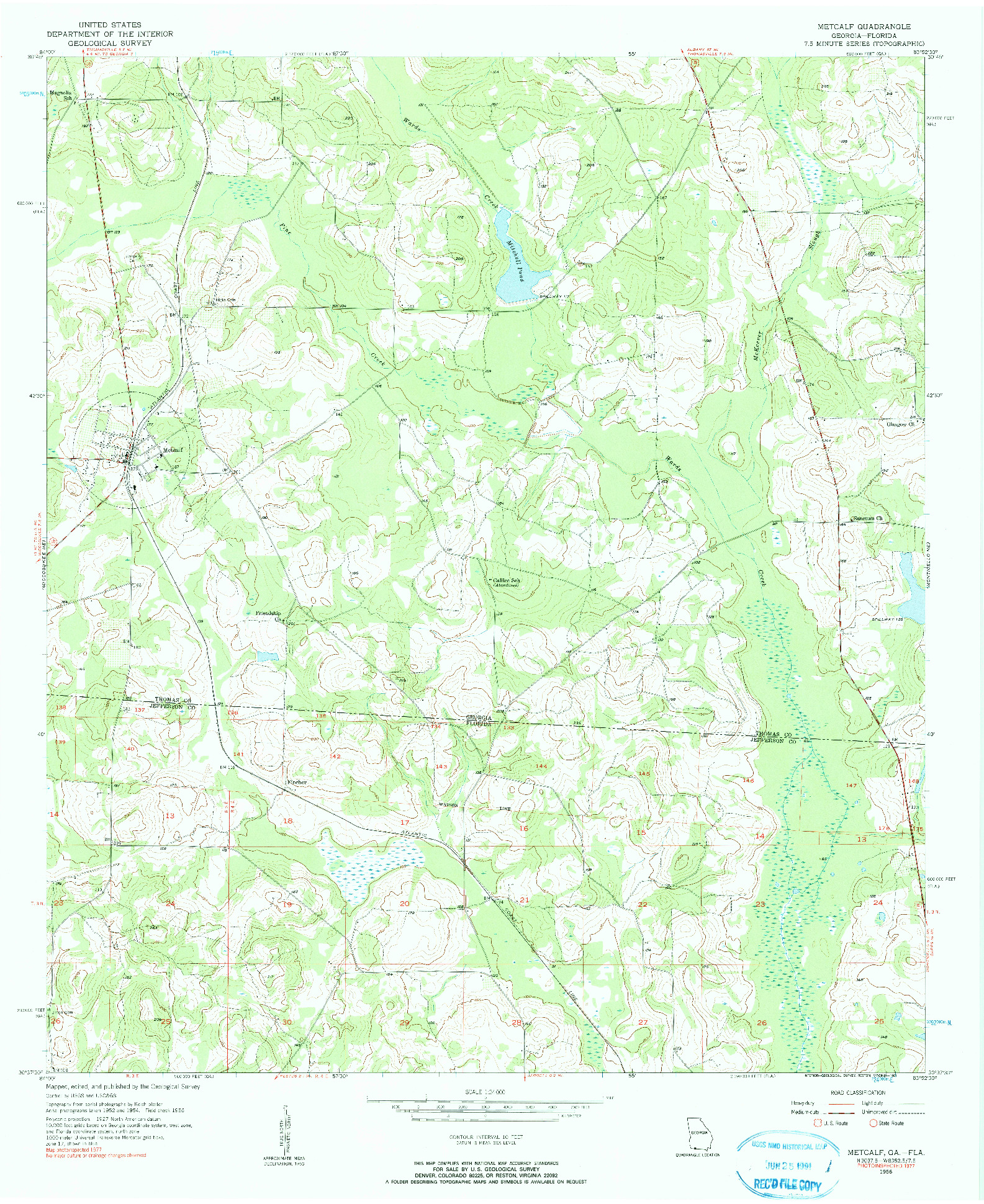 USGS 1:24000-SCALE QUADRANGLE FOR METCALF, GA 1956